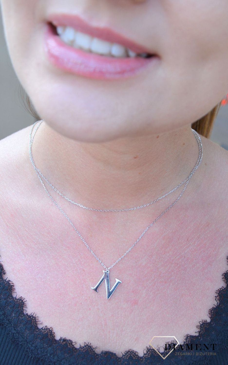 Srebrny naszyjnik Literka N DIA-NSZ-3551N-925.jpg