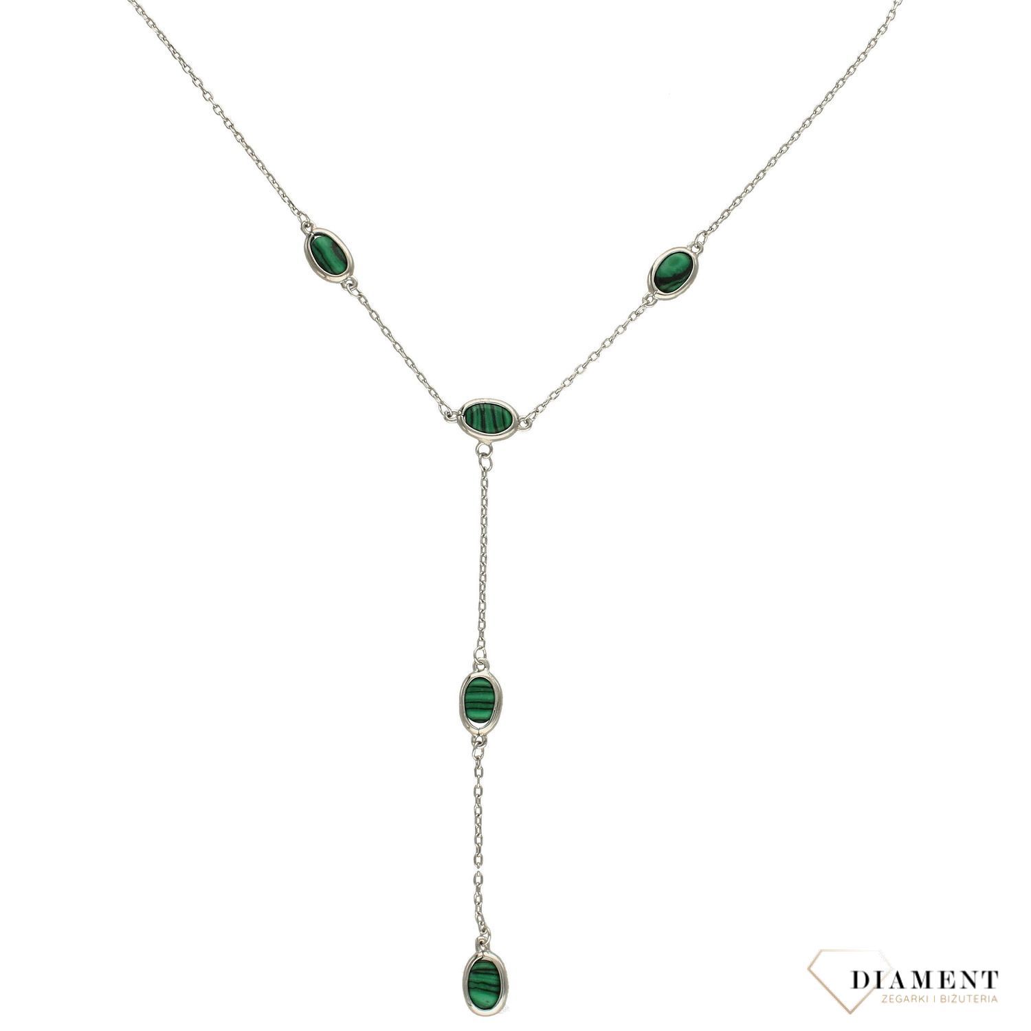 Srebrny naszyjnik celebrytka krawatka z malachitem DIA-NSZ-3552-925.jpg