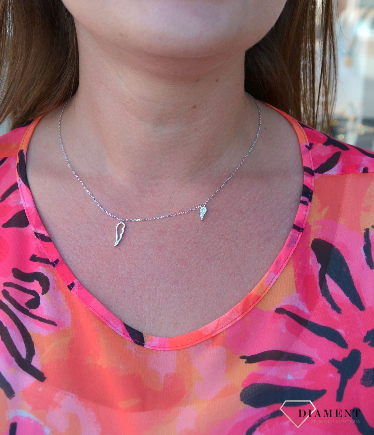 Srebrny naszyjnik celebrytka dwa skrzydełka z cyrkonią DIA-NSZ-3567-925.jpg