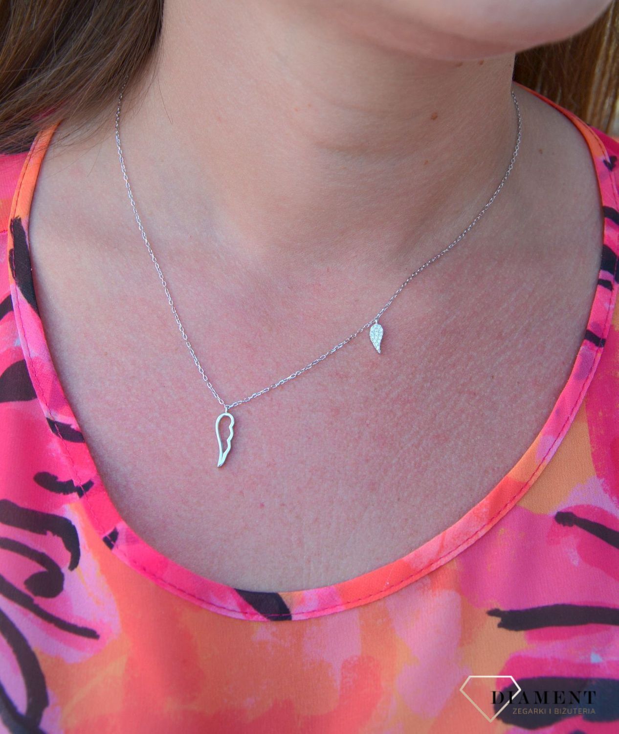 Srebrny naszyjnik celebrytka dwa skrzydełka z cyrkonią DIA-NSZ-3567-925.jpg