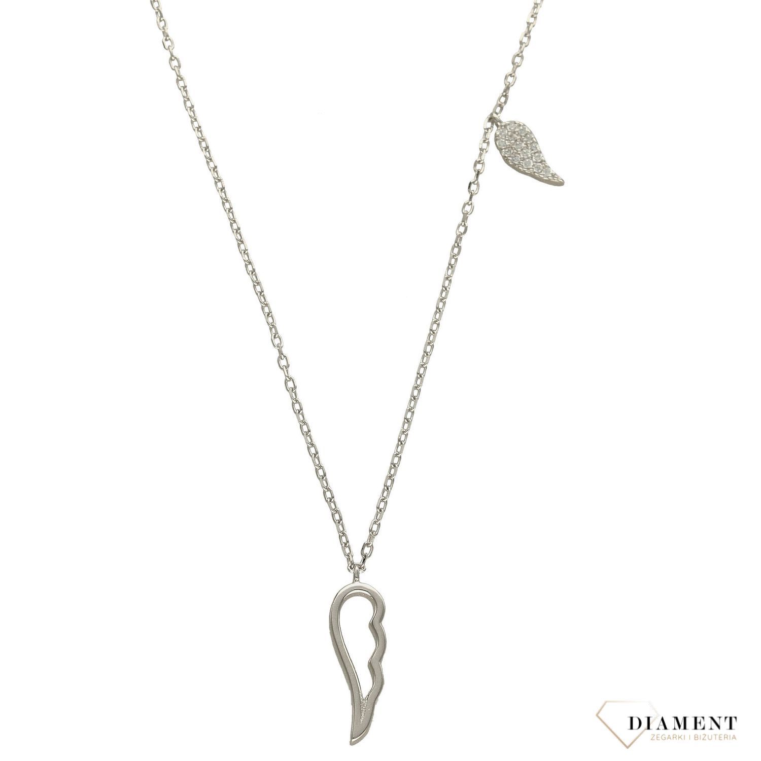 Srebrny naszyjnik celebrytka dwa skrzydełka z cyrkonią DIA-NSZ-3567-925.jpg