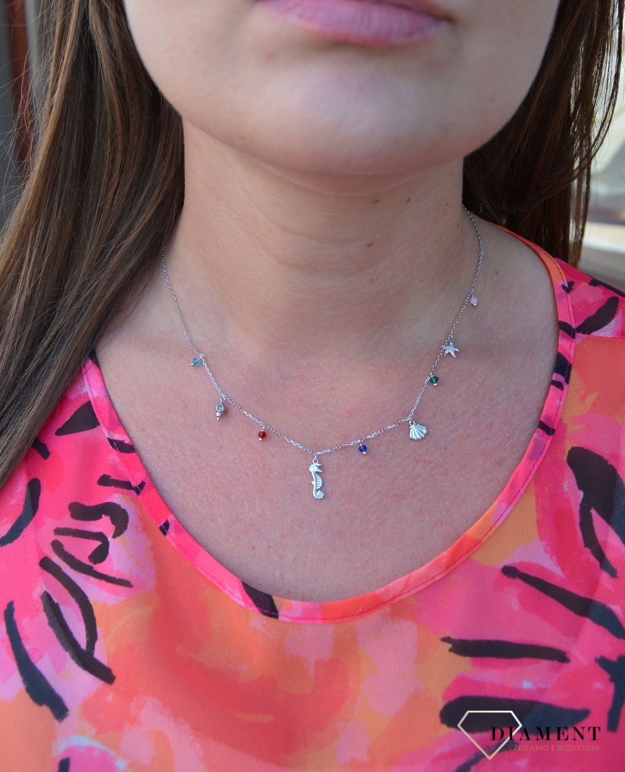 Srebrny naszyjnik celebrytka wakacyjne zawieszki DIA-NSZ-3568-925.jpg