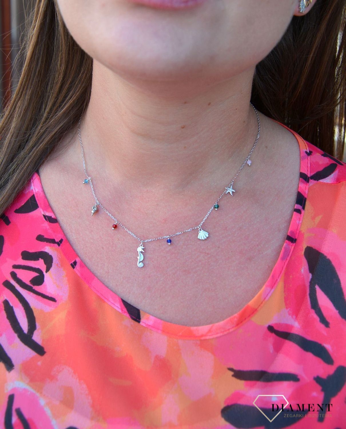 Srebrny naszyjnik celebrytka wakacyjne zawieszki DIA-NSZ-3568-925.jpg