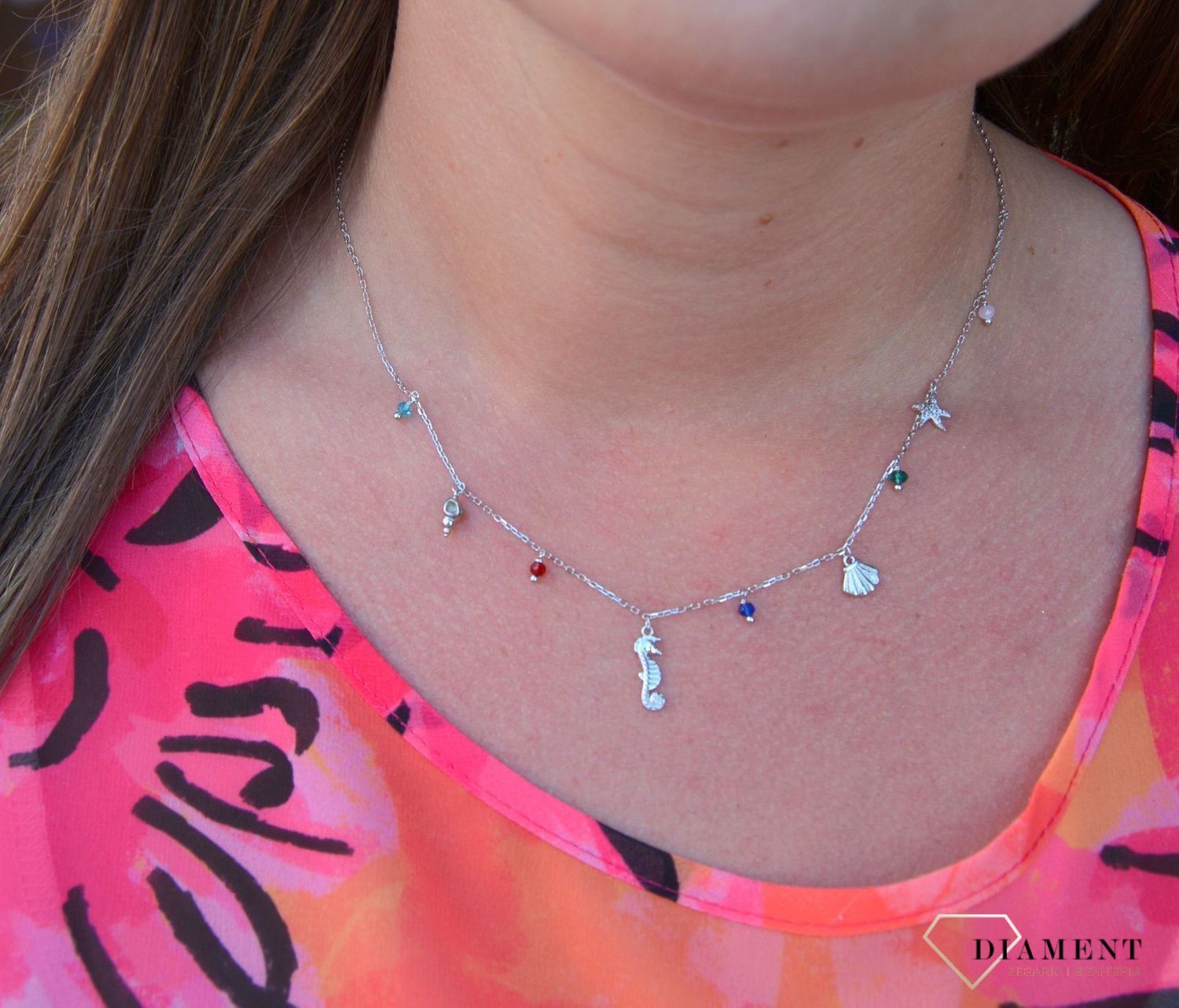 Srebrny naszyjnik celebrytka wakacyjne zawieszki DIA-NSZ-3568-925.jpg