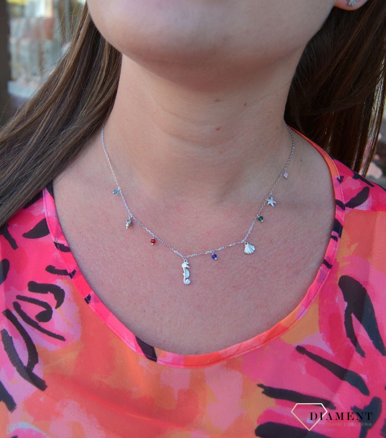 Srebrny naszyjnik celebrytka wakacyjne zawieszki DIA-NSZ-3568-925.jpg