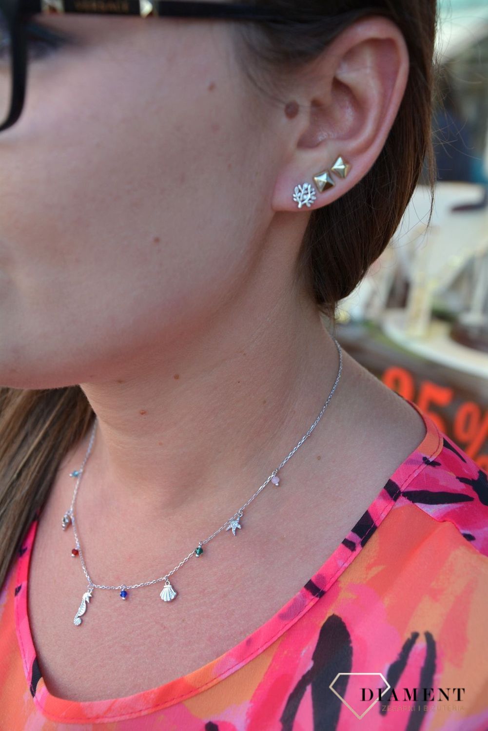 Srebrny naszyjnik celebrytka wakacyjne zawieszki DIA-NSZ-3568-925.jpg