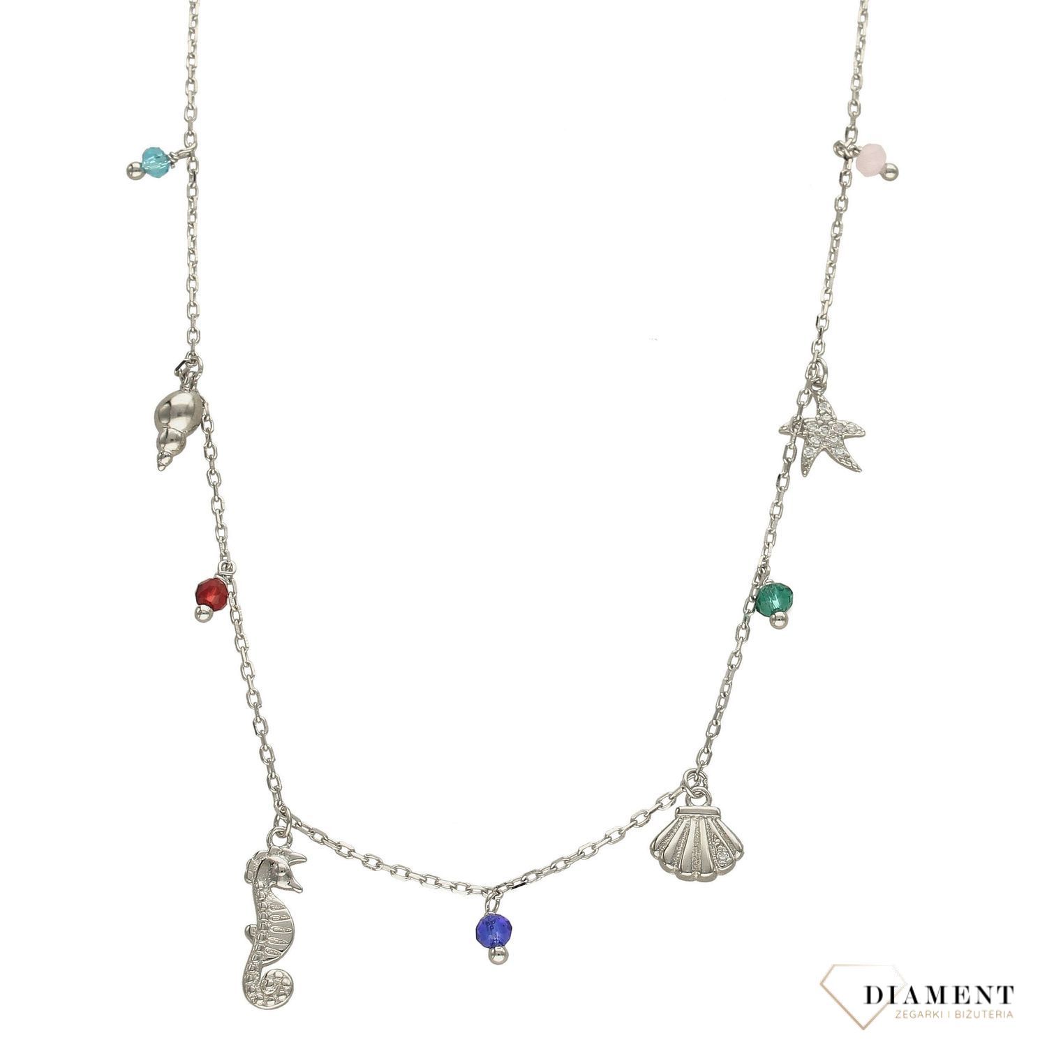 Srebrny naszyjnik celebrytka wakacyjne zawieszki DIA-NSZ-3568-925.jpg