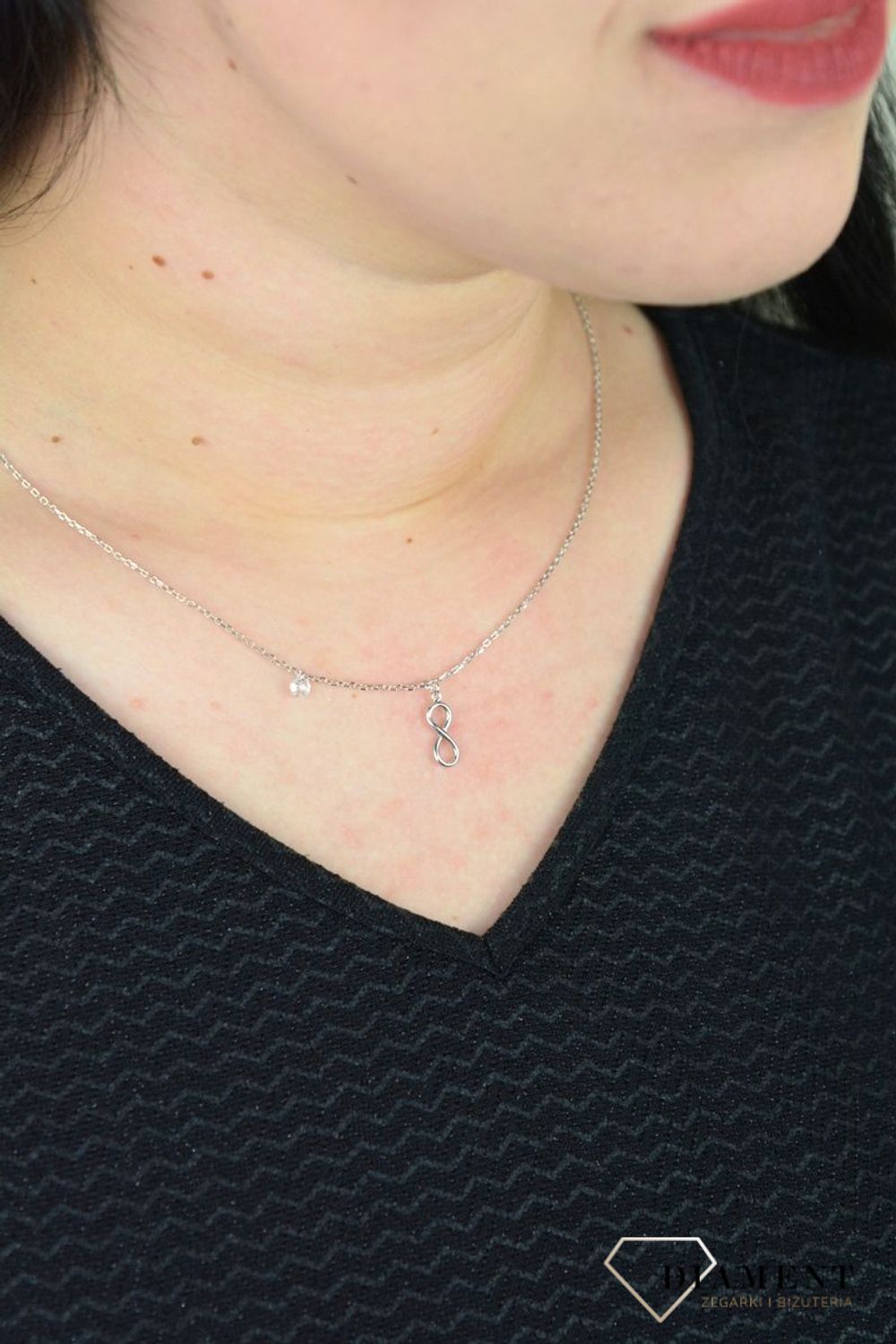 Srebrny naszyjnik celebrytka nieskończoność z cyrkonią DIA-NSZ-3570-925.jpg