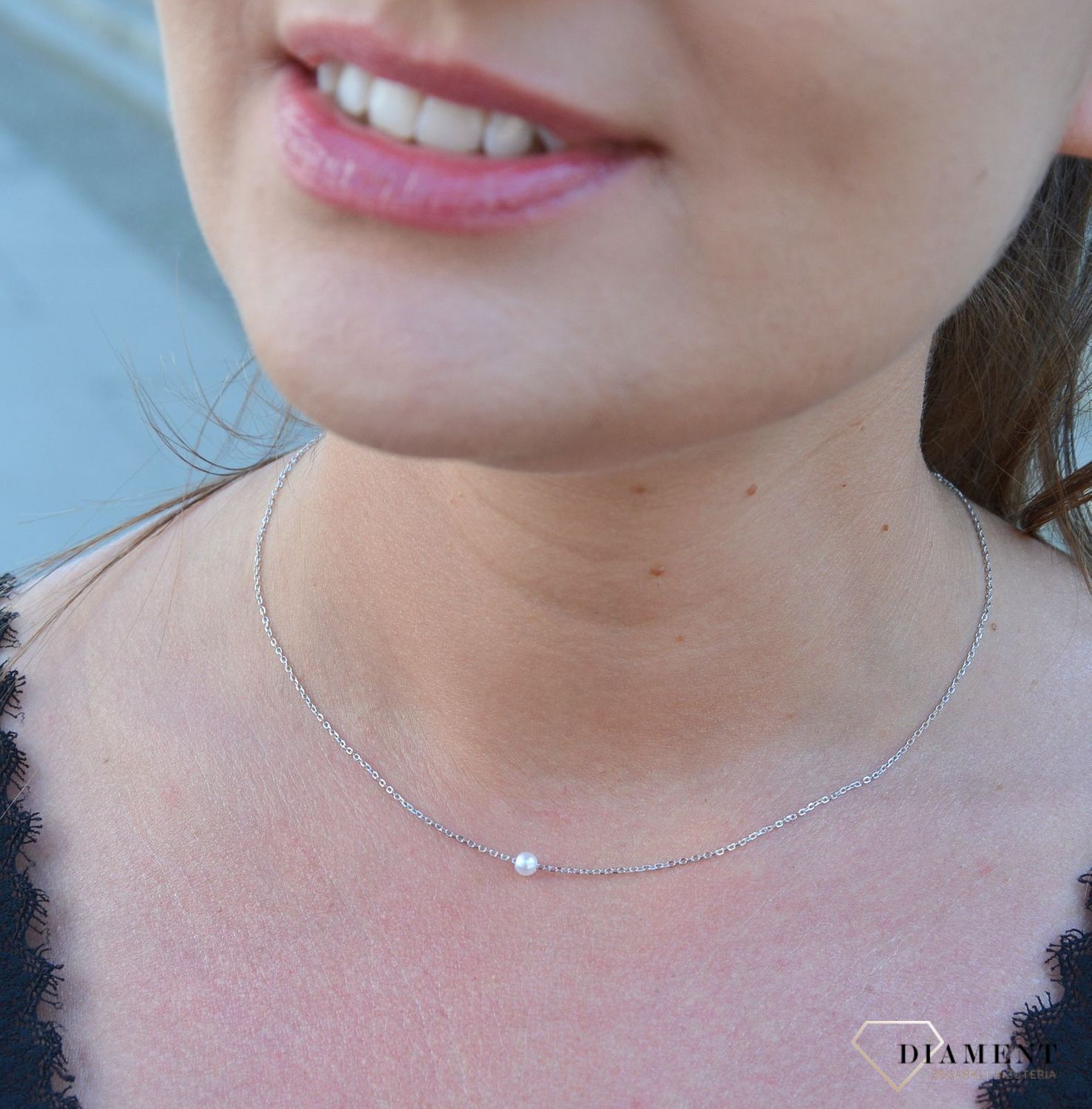Srebrny naszyjnik celebrytka z perełką DIA-NSZ-3572-925.jpg