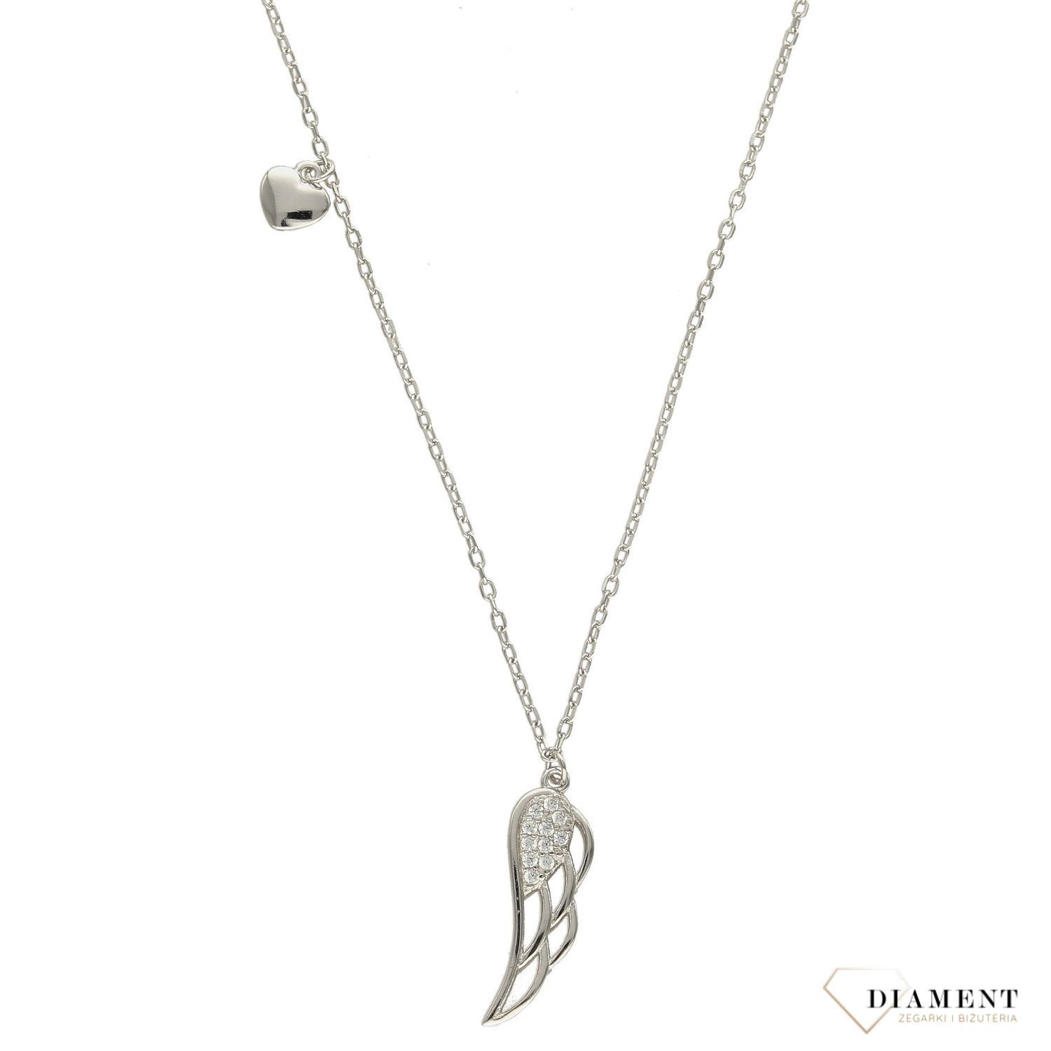 Srebrny naszyjnik celebrytka skrzydełko z serduszkiem DIA-NSZ-3578-925.jpg