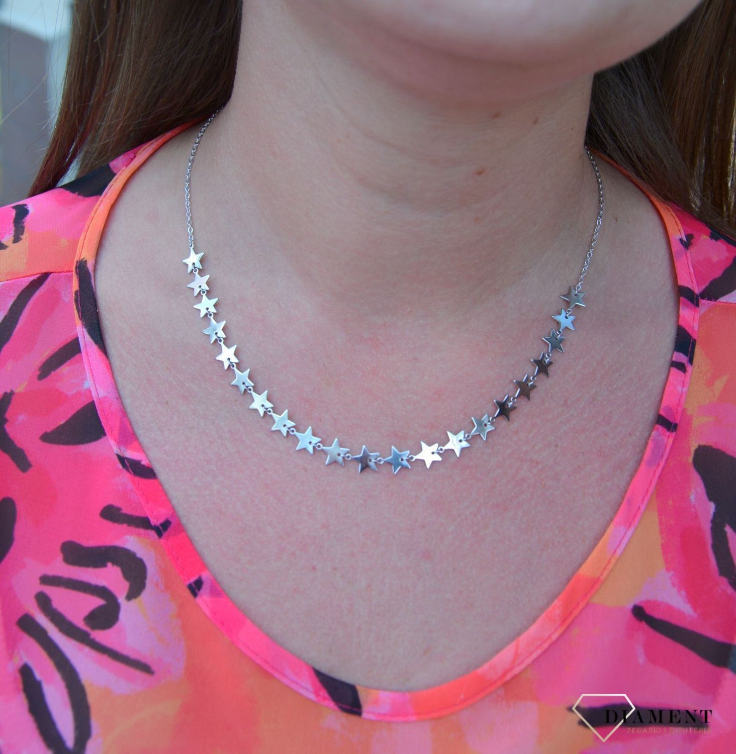 Srebrny naszyjnik celebrytka rząd gwiazd DIA-NSZ-3581-925.jpg