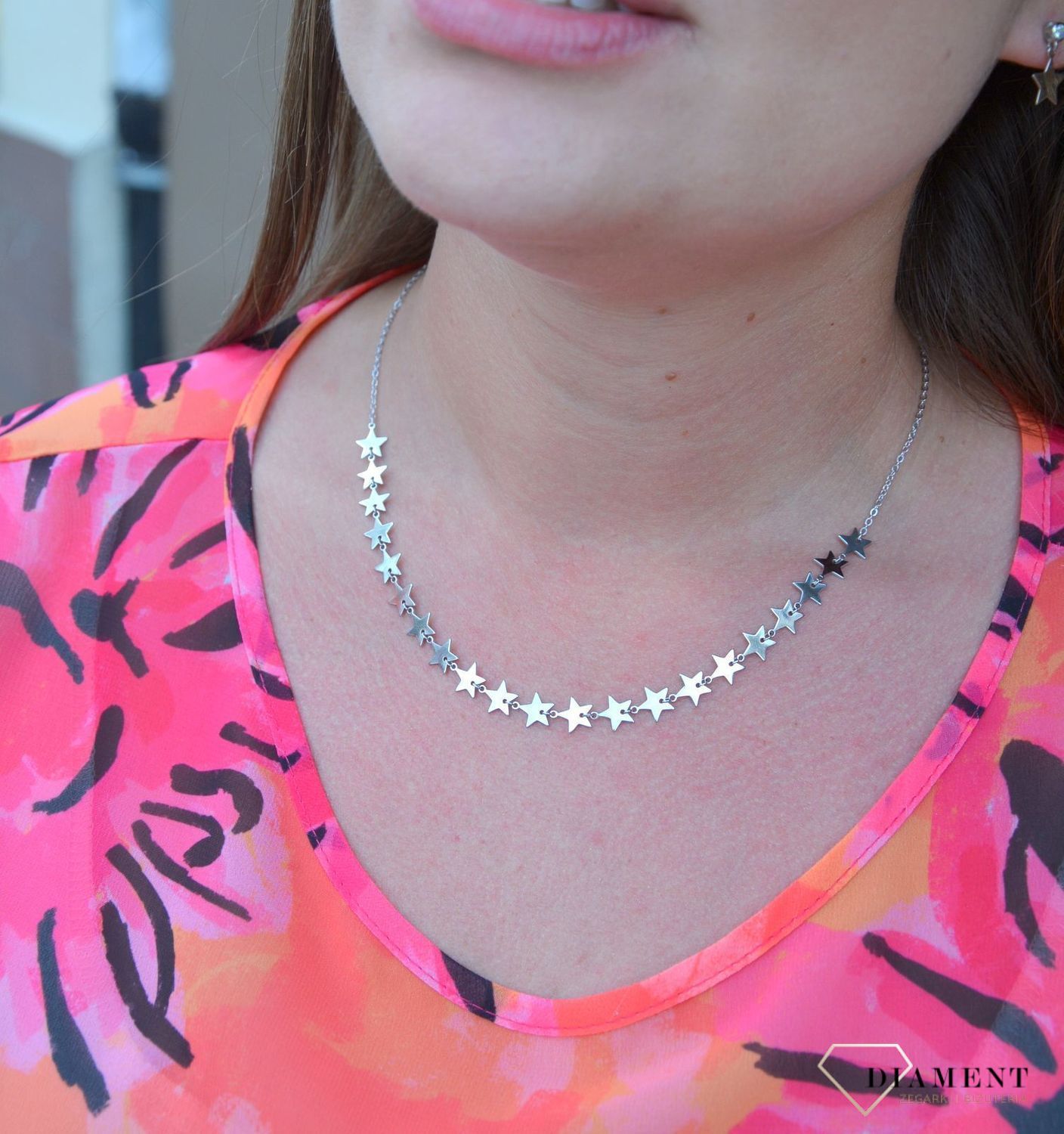 Srebrny naszyjnik celebrytka rząd gwiazd DIA-NSZ-3581-925.jpg