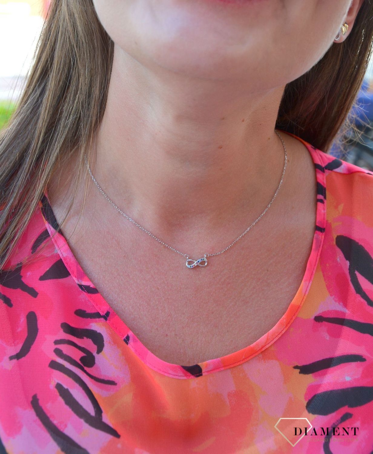 Srebrny naszyjnik celebrytka nieskończoność kolorowa cyrkonia DIA-NSZ-3582-925.jpg