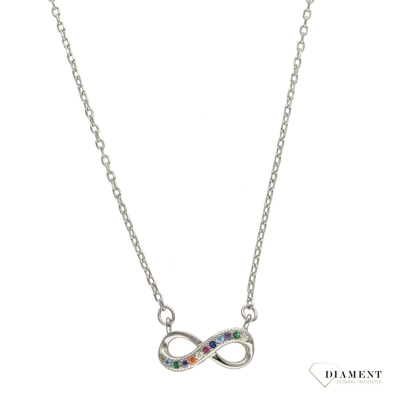 Srebrny naszyjnik celebrytka nieskończoność kolorowa cyrkonia DIA-NSZ-3582-925.jpg
