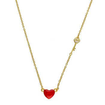 Srebrny naszyjnik celebrytka pozłacany czerwone serce z kluczykiem DIA-NSZ-3583-925.jpg