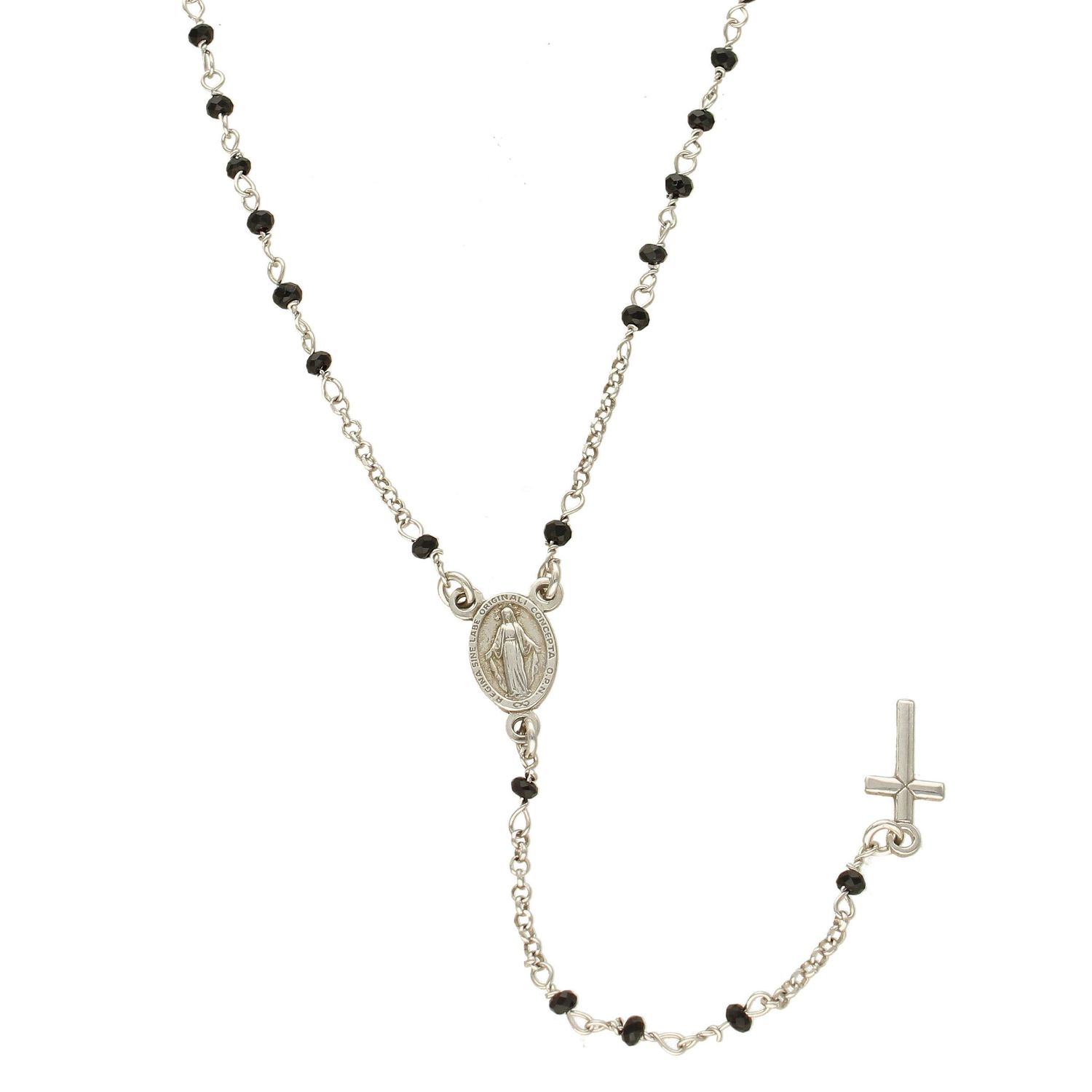 Naszyjnik srebrny różaniec z czarnymi cyrkoniami DIA-NSZ-3586CZ-925.jpg