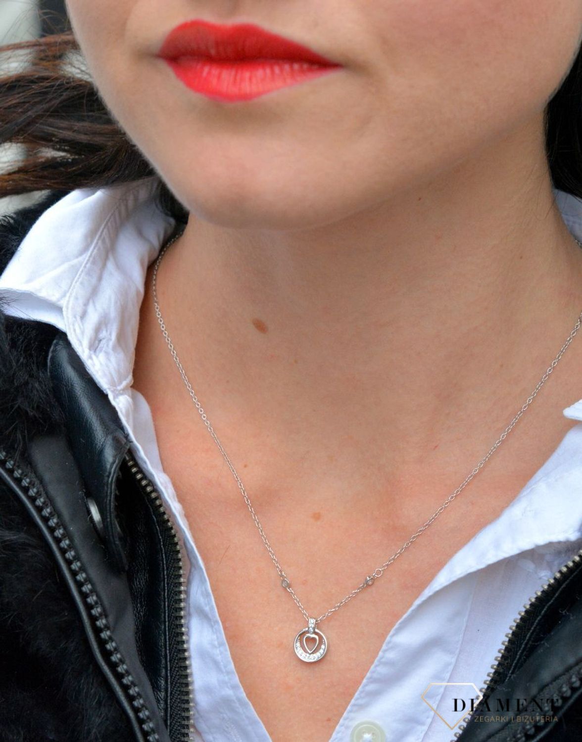 Srebrny naszyjnik celebrytka kółko z sercem i cyrkonią DIA-NSZ-3832-925.jpg