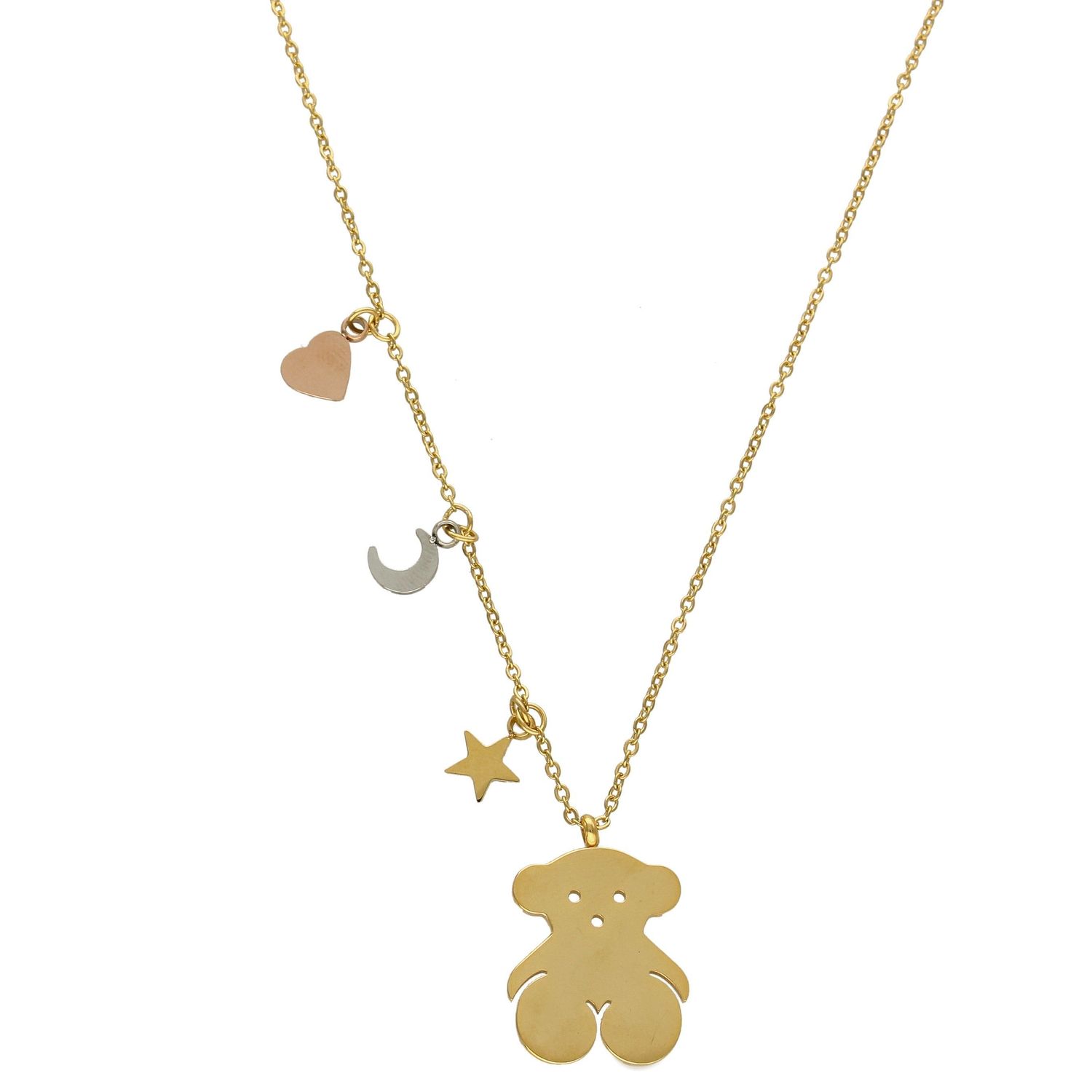 Naszyjnik damski pozłacana celebrytka miś, gwiazdka, księżyc i serduszko DIA-NSZ-3870-STAL.jpg
