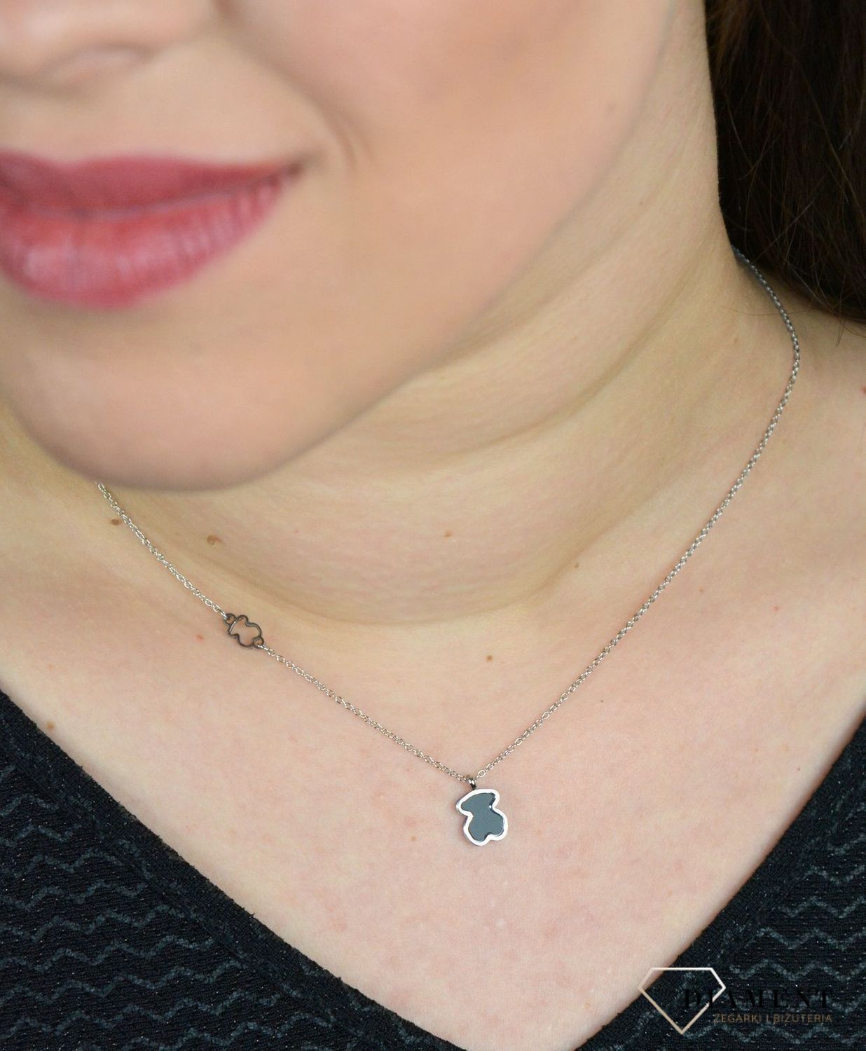 Naszyjnik damski celebrytka dwa misie DIA-NSZ-3872-STAL.jpg