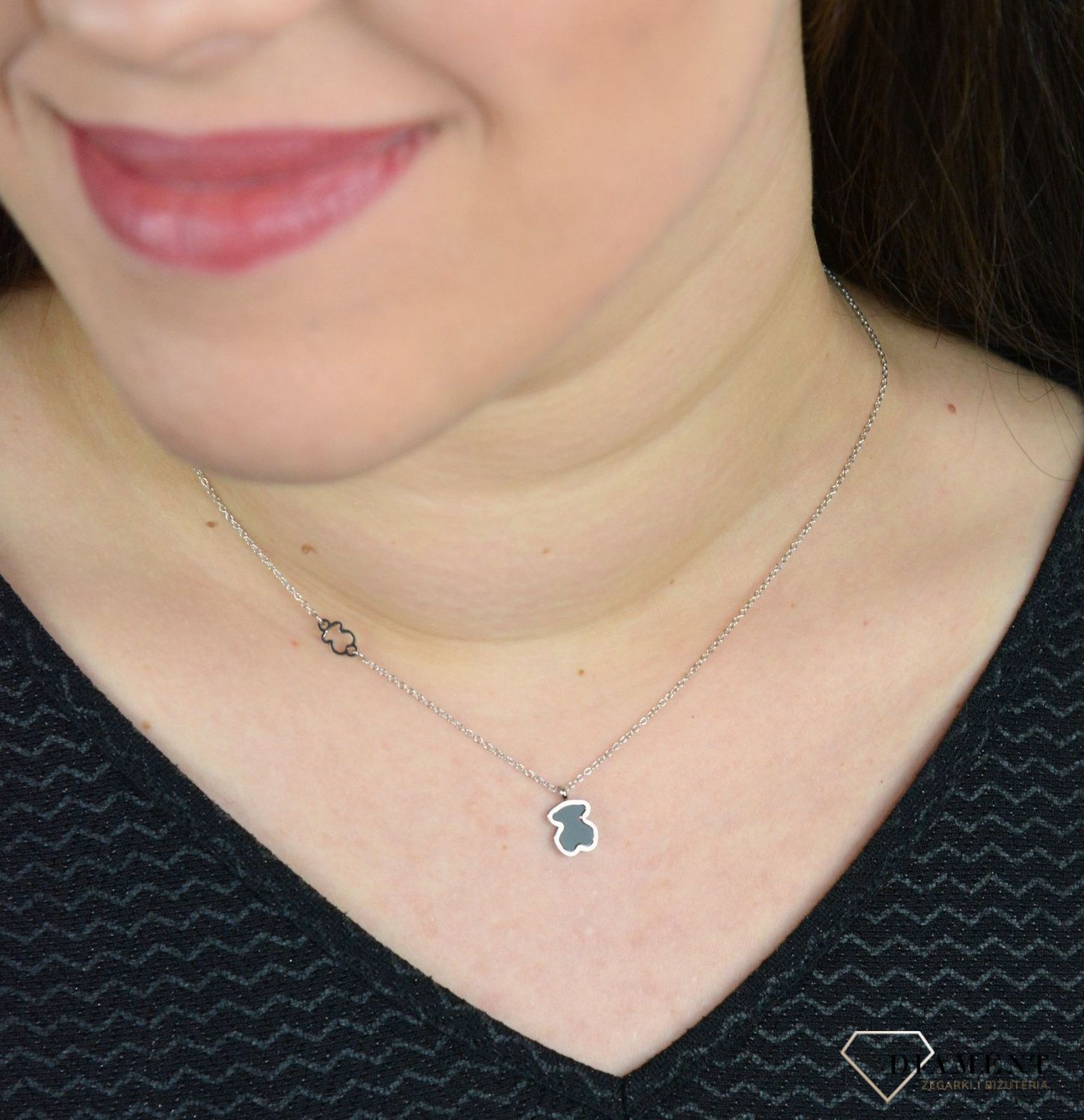 Naszyjnik damski celebrytka dwa misie DIA-NSZ-3872-STAL.jpg