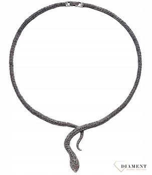 Naszyjnik kolia wąż żmija markazyty rubin DIA-NSZ-3893-925. Nowy, elegancki naszyjnik srebrny z markazytami w kształcie węża, żmii..jpg
