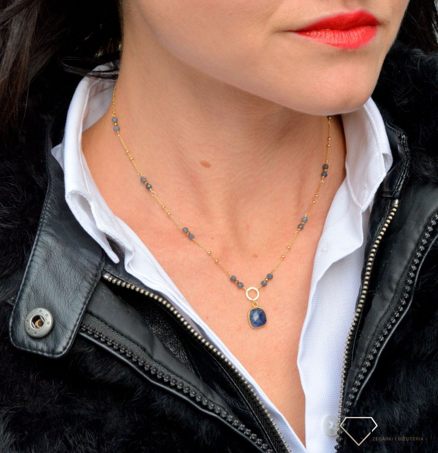 Naszyjnik damski z kamieniami naturalnymi szafir DIA-NSZ-3987-925.jpg