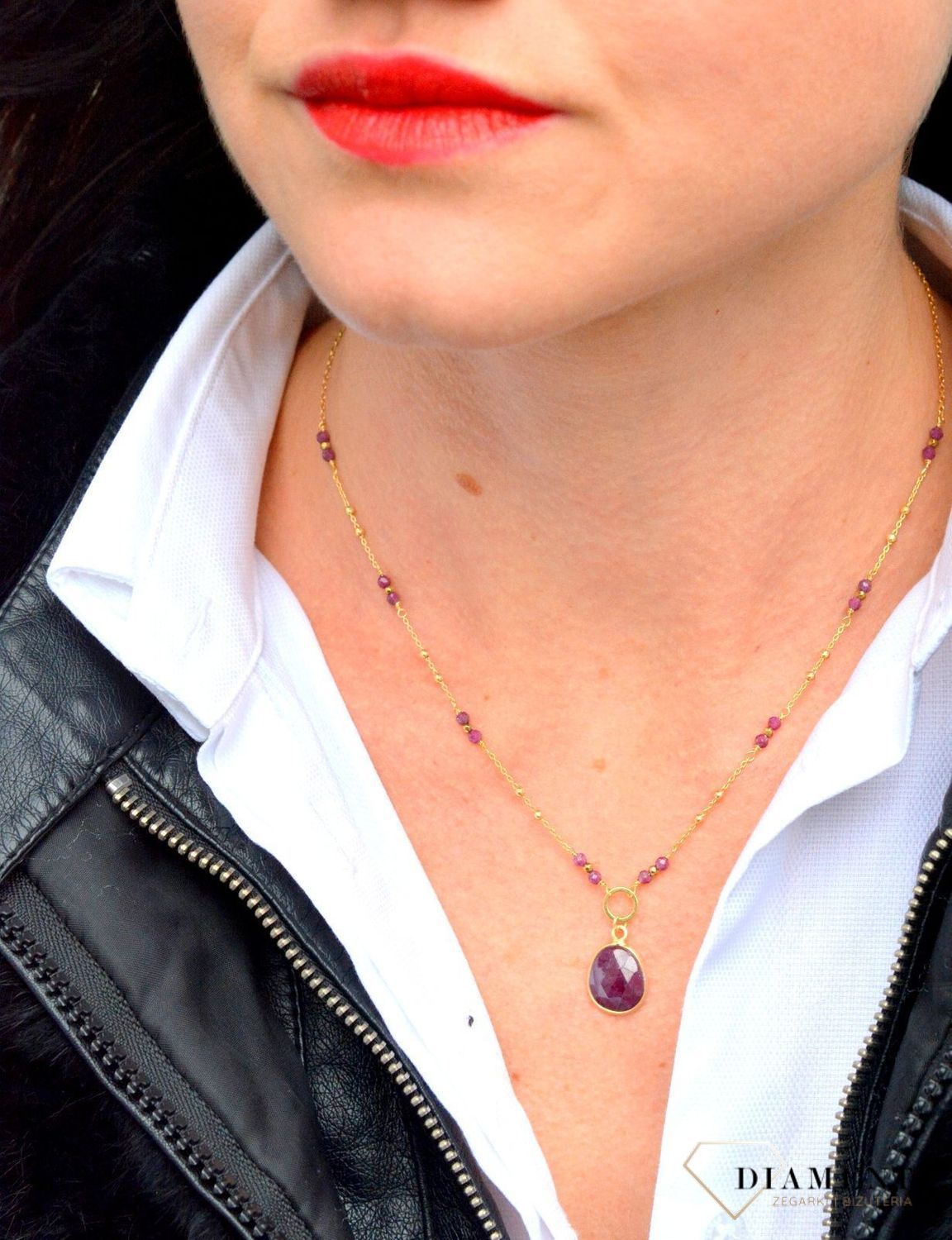 Naszyjnik damski z kamieniami naturalnymi rubin DIA-NSZ-3992-925.jpg