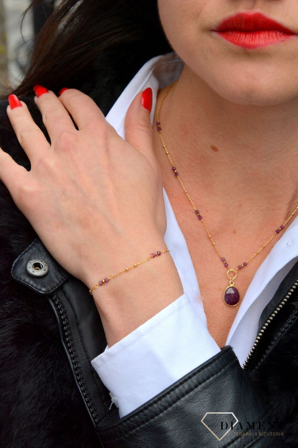 Naszyjnik damski z kamieniami naturalnymi rubin DIA-NSZ-3992-925.jpg