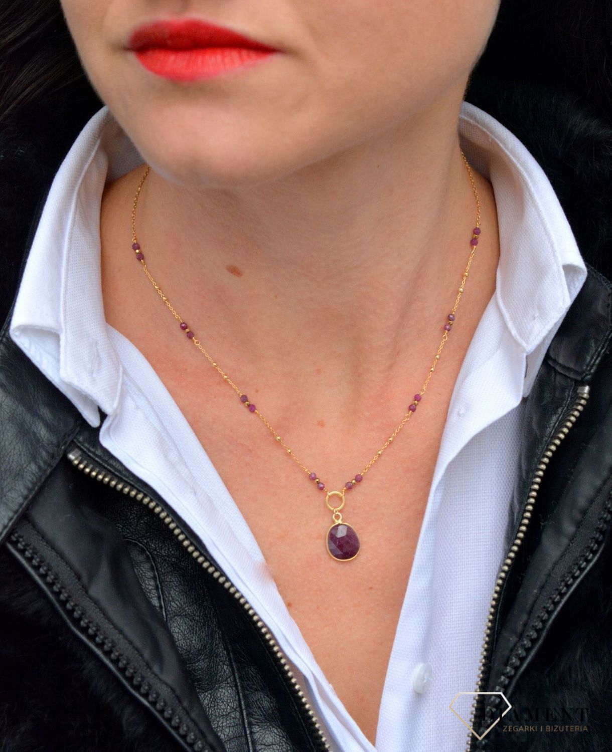 Naszyjnik damski z kamieniami naturalnymi rubin DIA-NSZ-3992-925.jpg