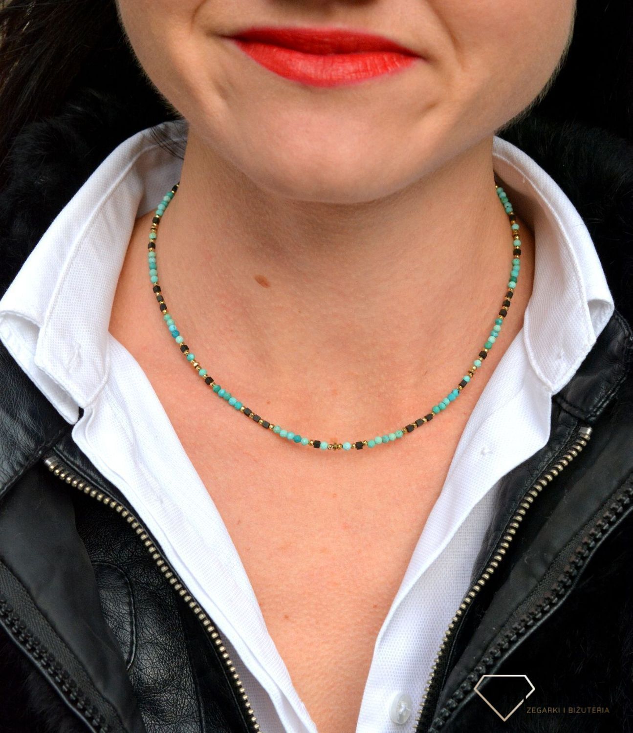 Naszyjnik damski kamienie naturalne turkus, hematyt DIA-NSZ-3993-925.jpg