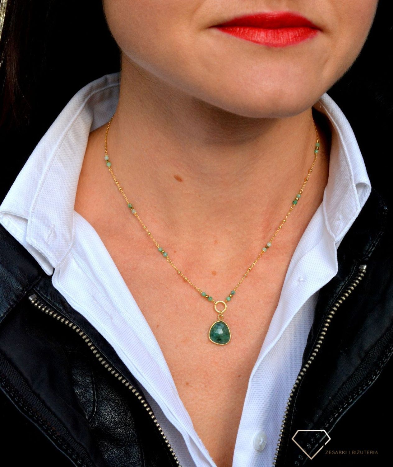 Naszyjnik damski z kamieniami naturalnymi szmaragd DIA-NSZ-3994-925.jpg