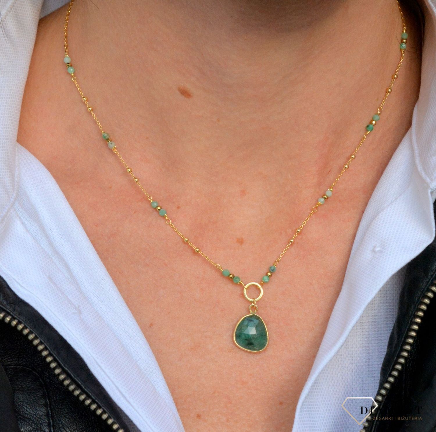 Naszyjnik damski z kamieniami naturalnymi szmaragd DIA-NSZ-3994-925.jpg