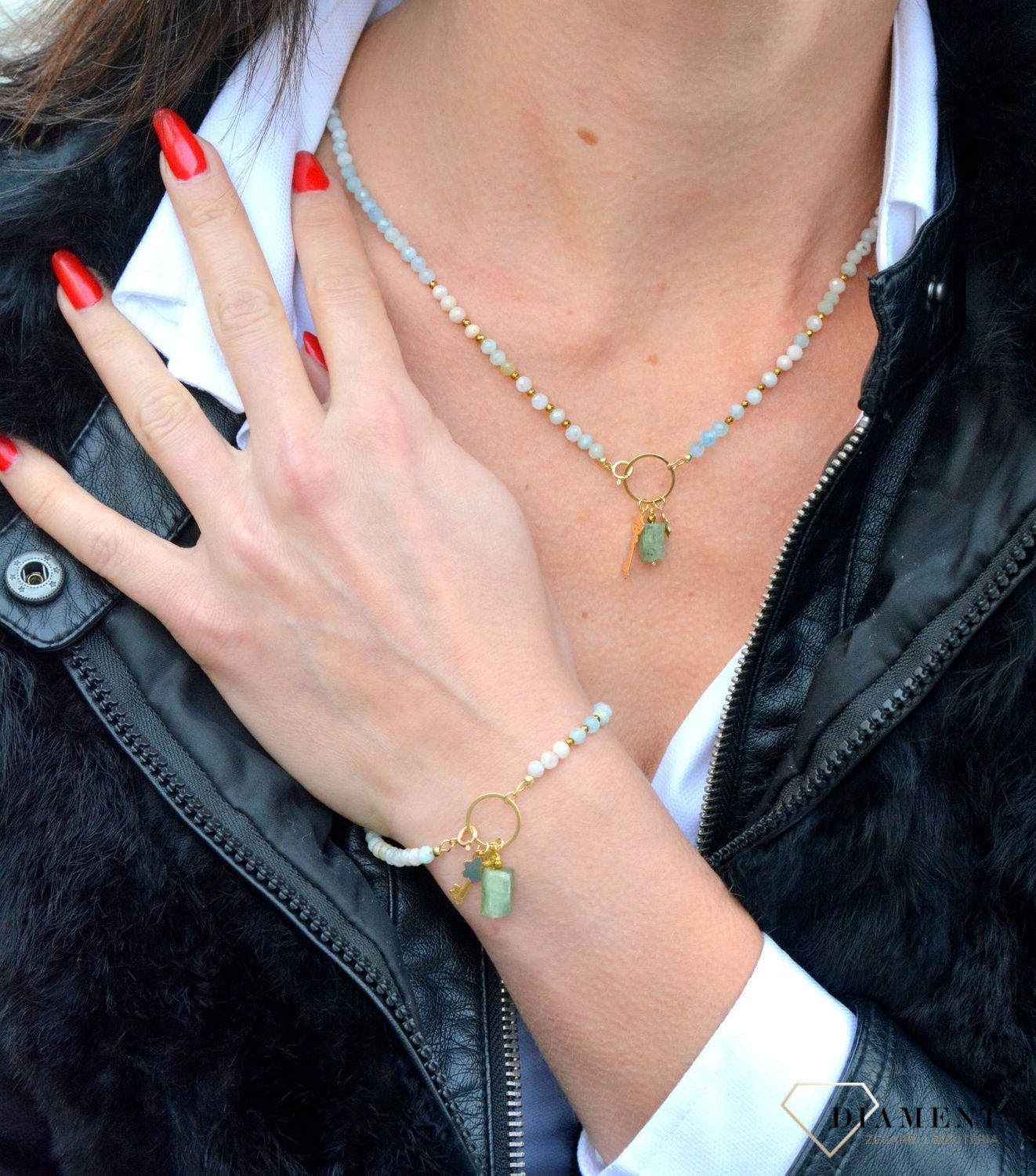 Naszyjnik damski z kamieniami naturalnymi morganit, hematyt, kyanit z zawieszkami DIA-NSZ-3995-925.jpg