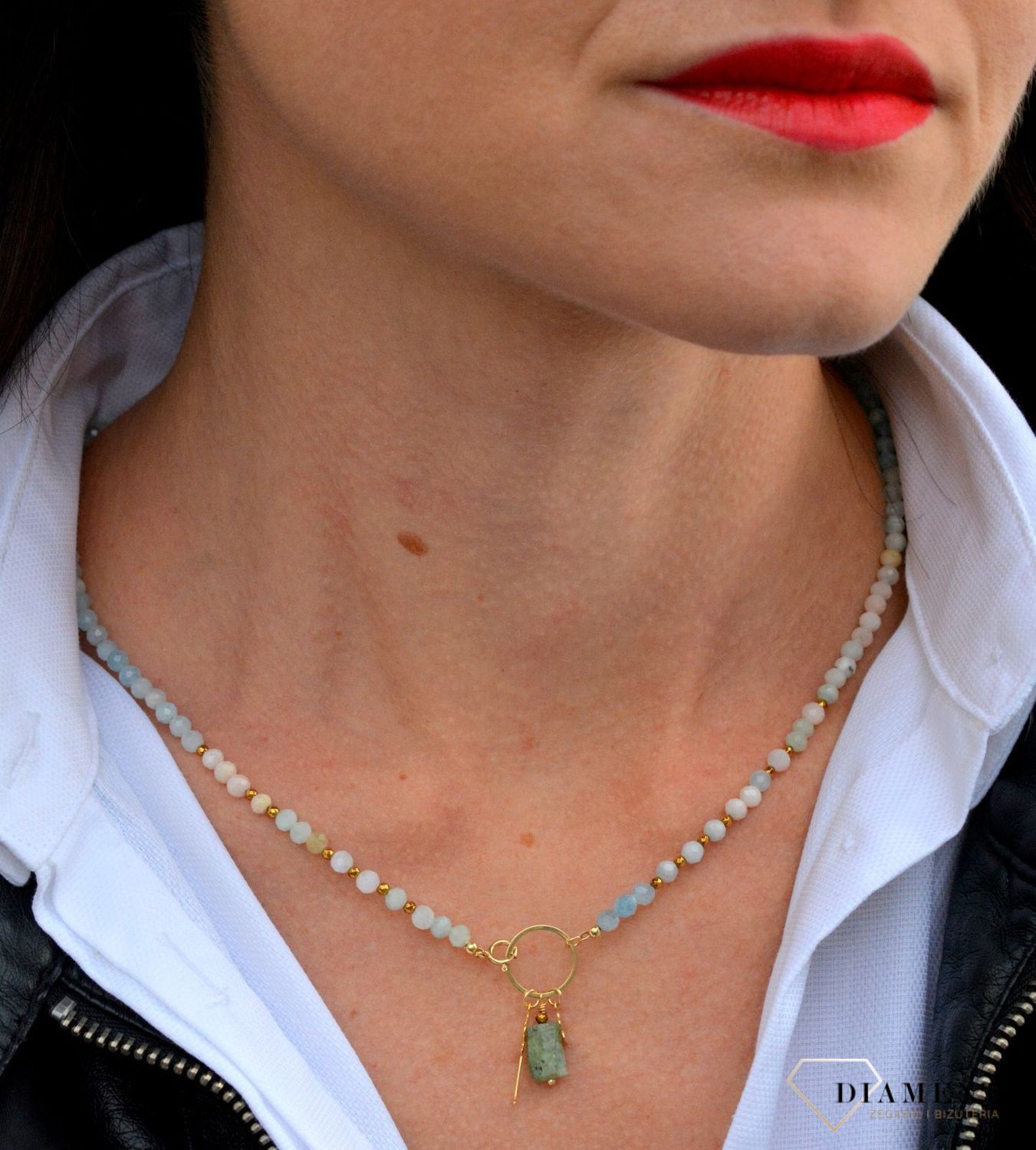 Naszyjnik damski z kamieniami naturalnymi morganit, hematyt, kyanit z zawieszkami DIA-NSZ-3995-925.jpg