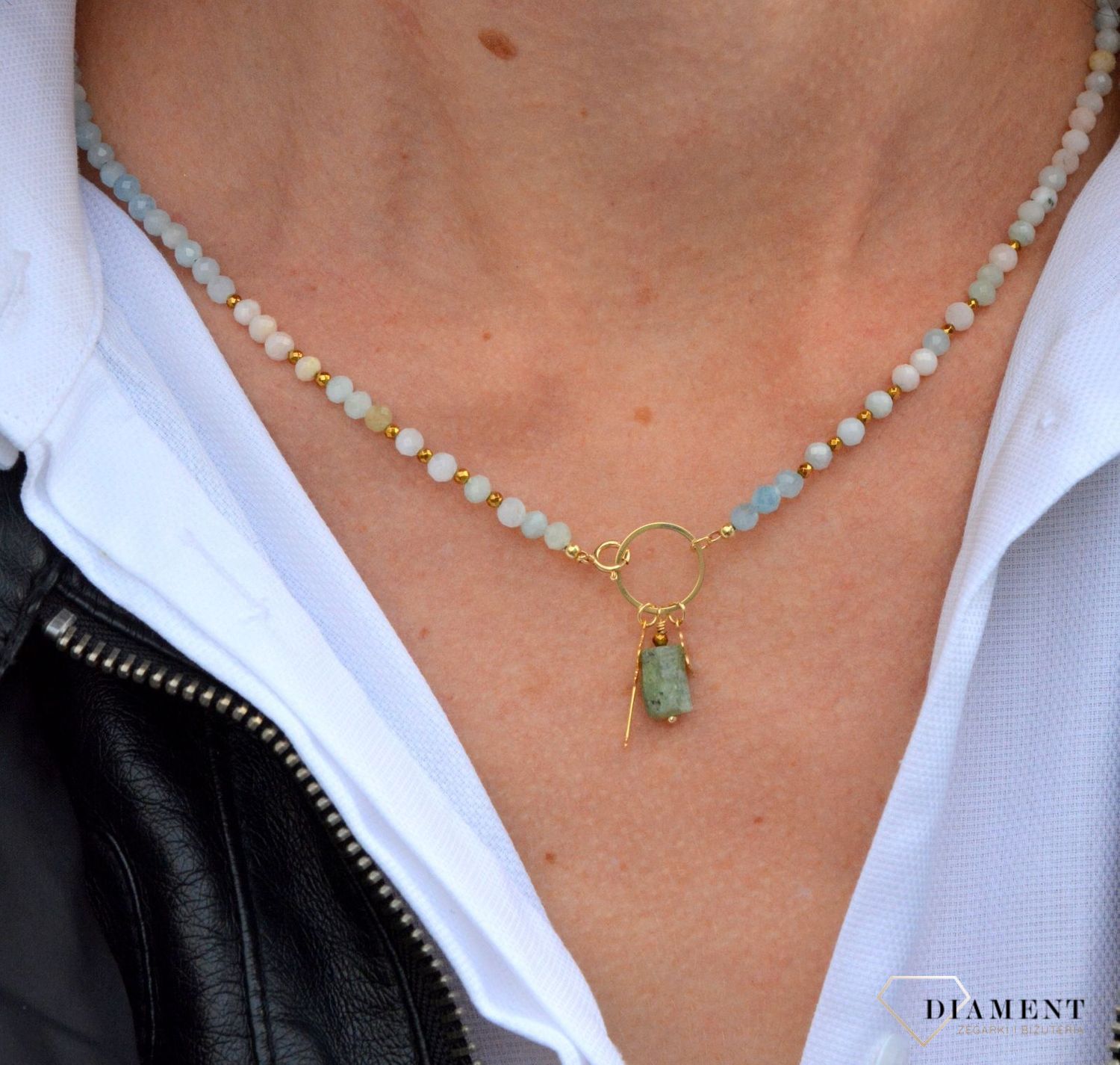 Naszyjnik damski z kamieniami naturalnymi morganit, hematyt, kyanit z zawieszkami DIA-NSZ-3995-925.jpg