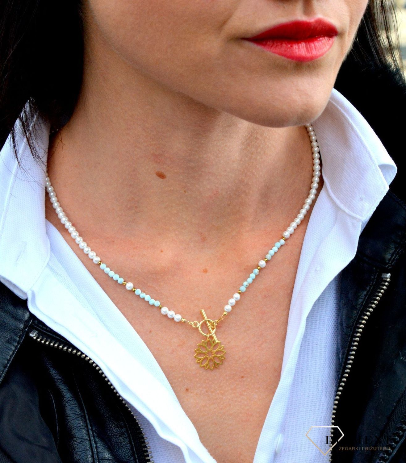 Naszyjnik damski z kamieni naturalnych larimar, perła Majorka DIA-NSZ-3996-925.jpg