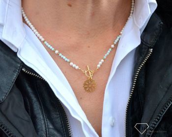 Naszyjnik damski z kamieni naturalnych larimar, perła Majorka DIA-NSZ-3996-925. Elegancki, kobiety i nowoczesny naszyjnik z kamieniami naturalnymi (5).JPG