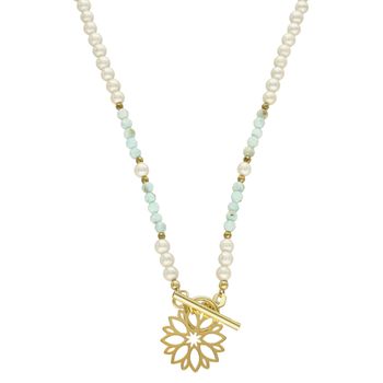 Naszyjnik damski z kamieni naturalnych larimar, perła Majorka DIA-NSZ-3996-925.jpg