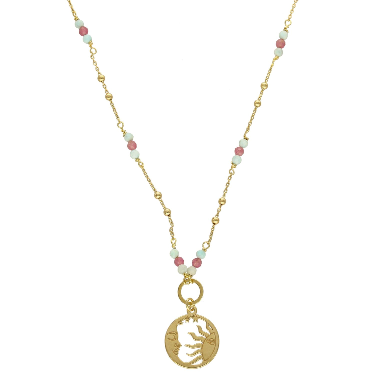 Naszyjnik damski z kamieniami naturalnymi larimar, turmalin z zawieszką DIA-NSZ-4002-925.jpg