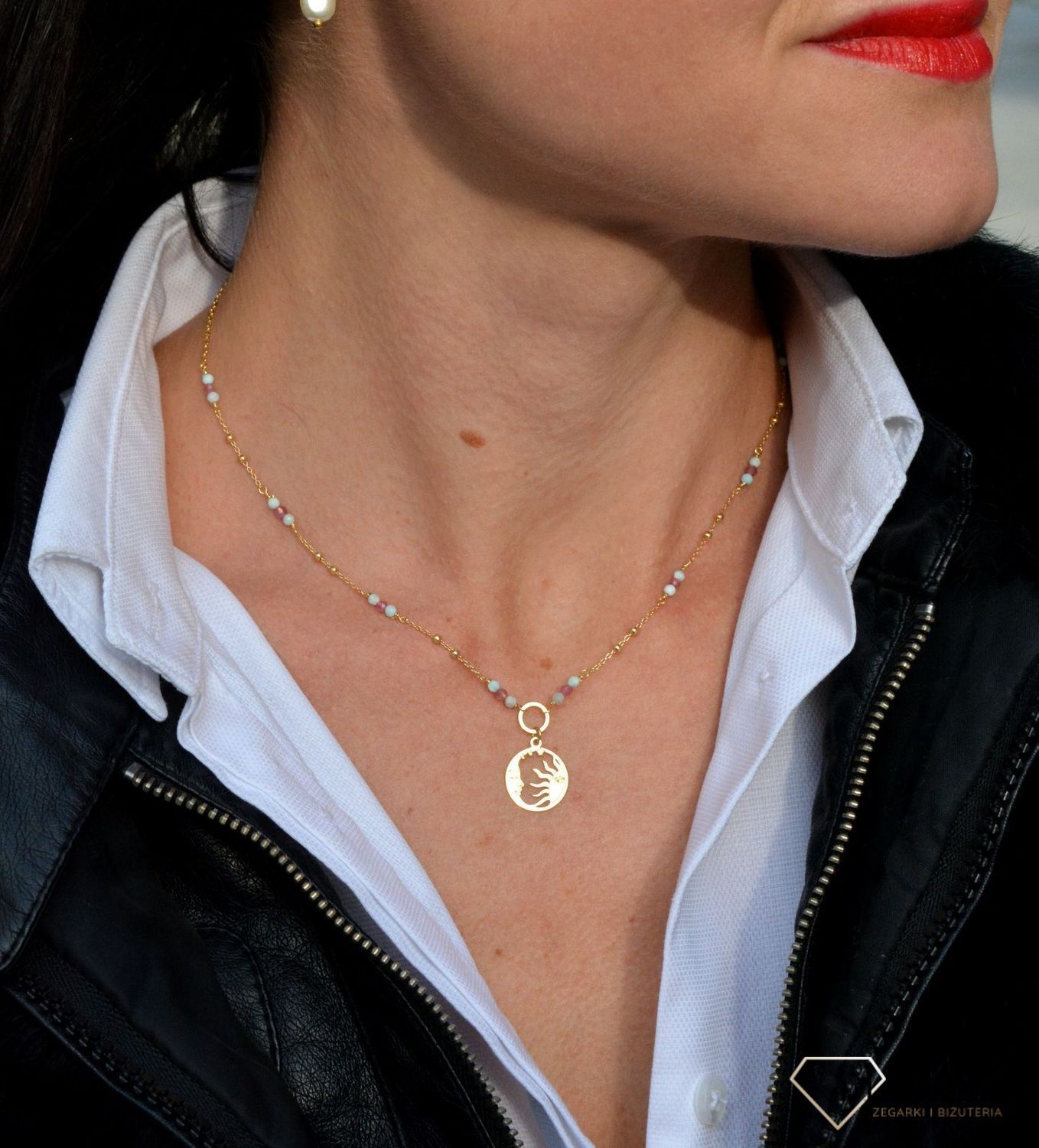 Naszyjnik damski z kamieniami naturalnymi larimar, turmalin z zawieszką DIA-NSZ-4002-925.jpg