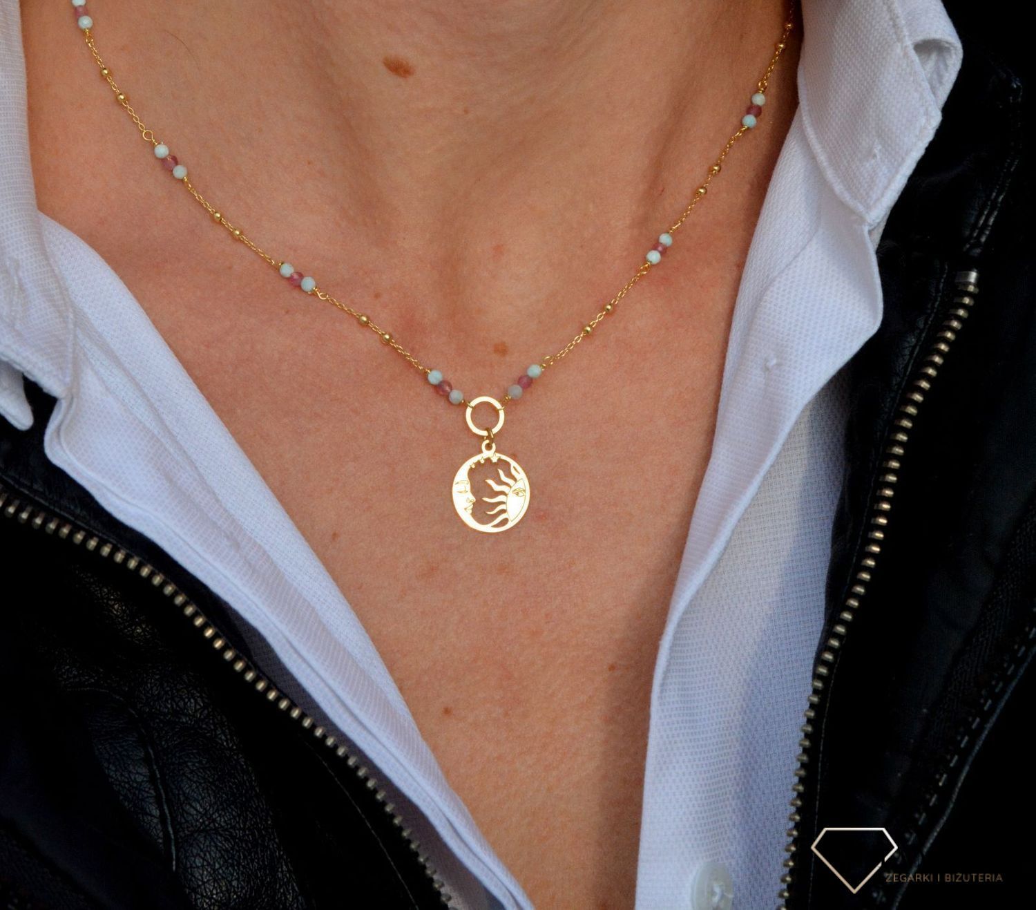 Naszyjnik damski z kamieniami naturalnymi larimar, turmalin z zawieszką DIA-NSZ-4002-925.jpg