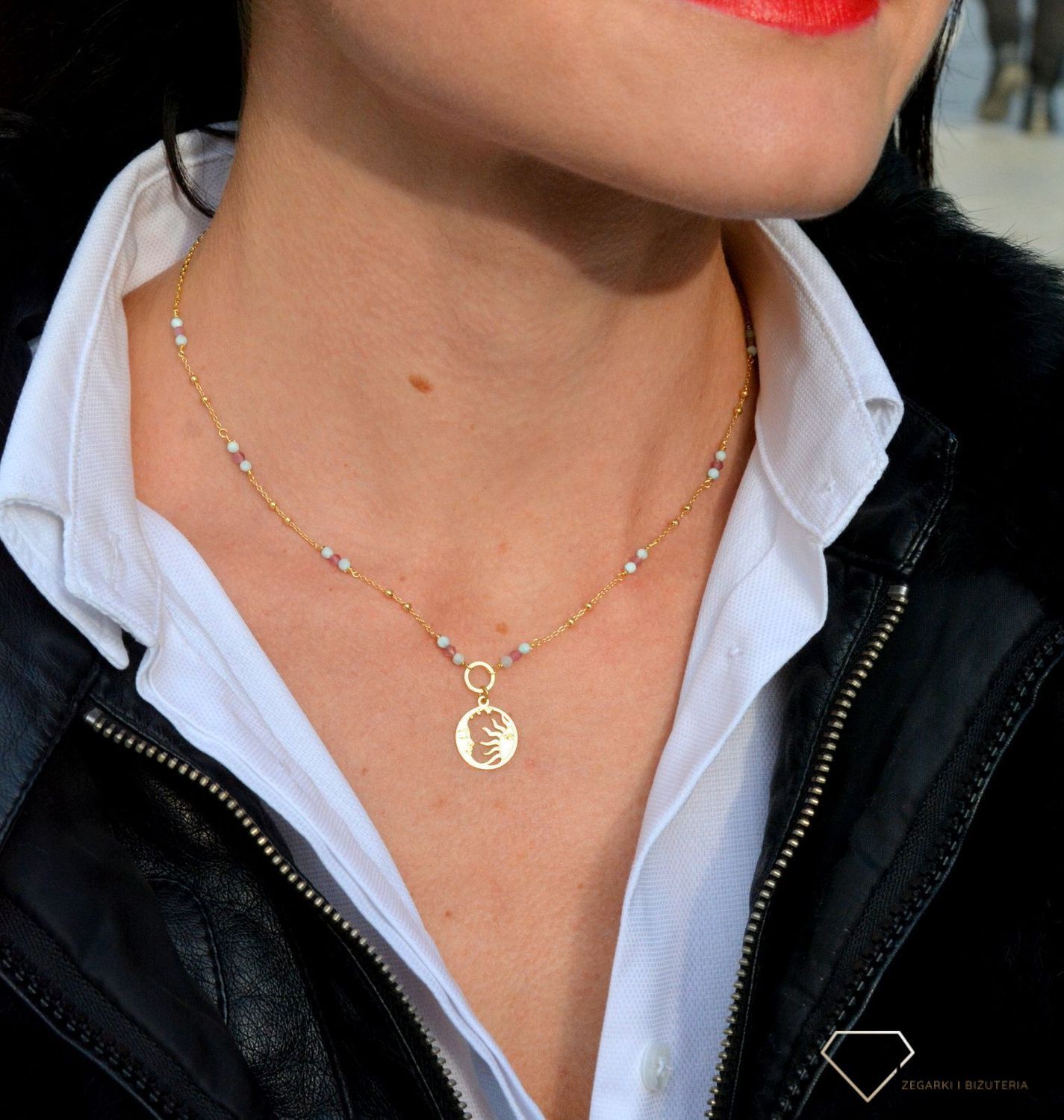 Naszyjnik damski z kamieniami naturalnymi larimar, turmalin z zawieszką DIA-NSZ-4002-925.jpg