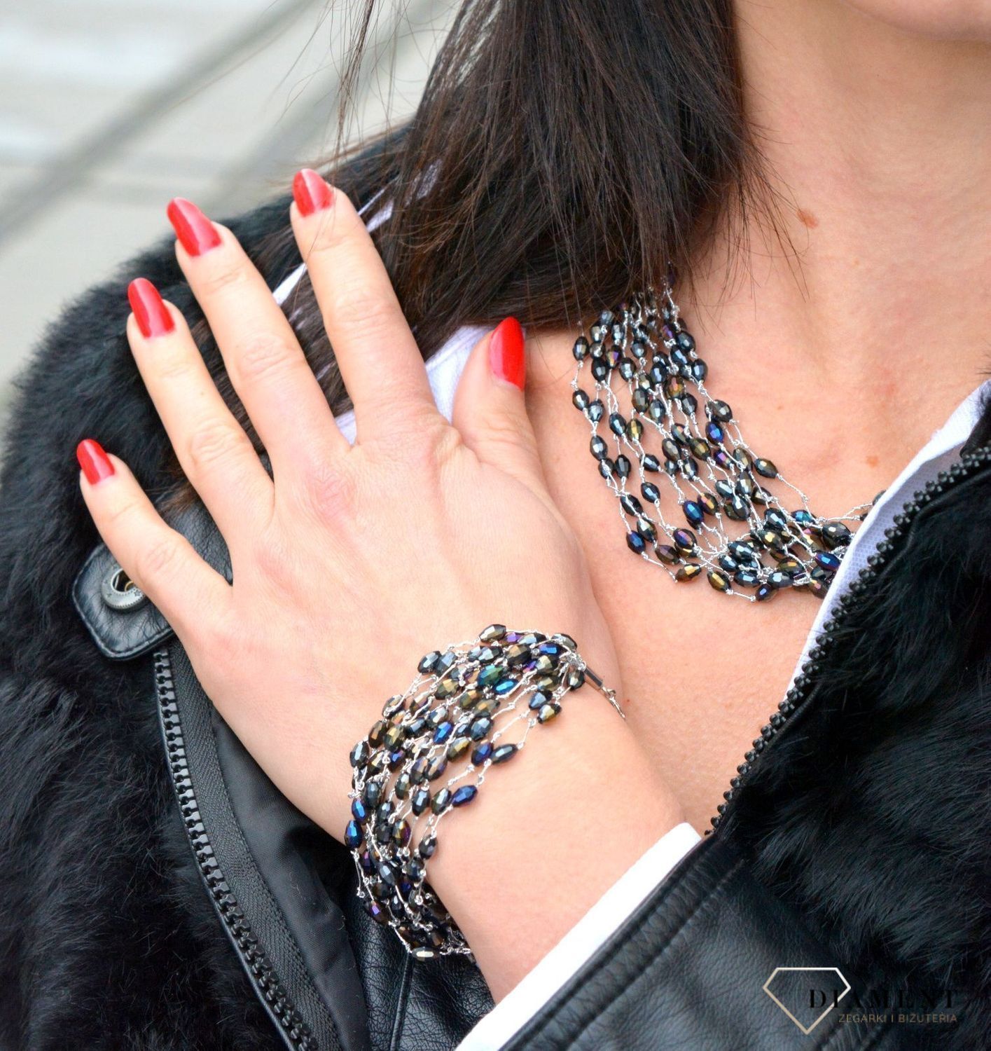 Naszyjnik damski z kamieniami naturalnymi obsydian DIA-NSZ-4026-925.jpg