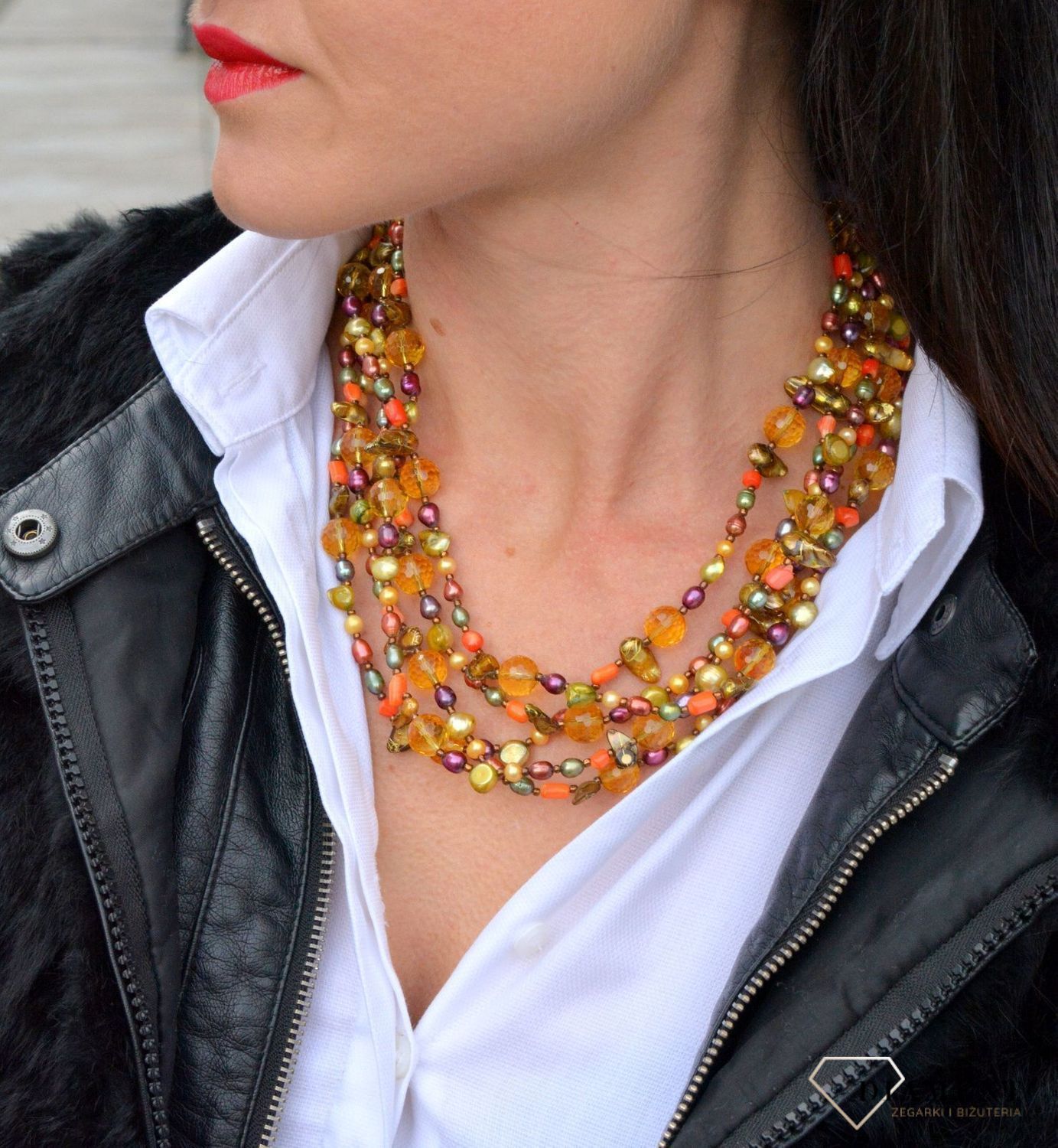 Naszyjnik damski z kamieniami naturalnymi cytryn, perła, koral, muszla DIA-NSZ-4027-925.jpg