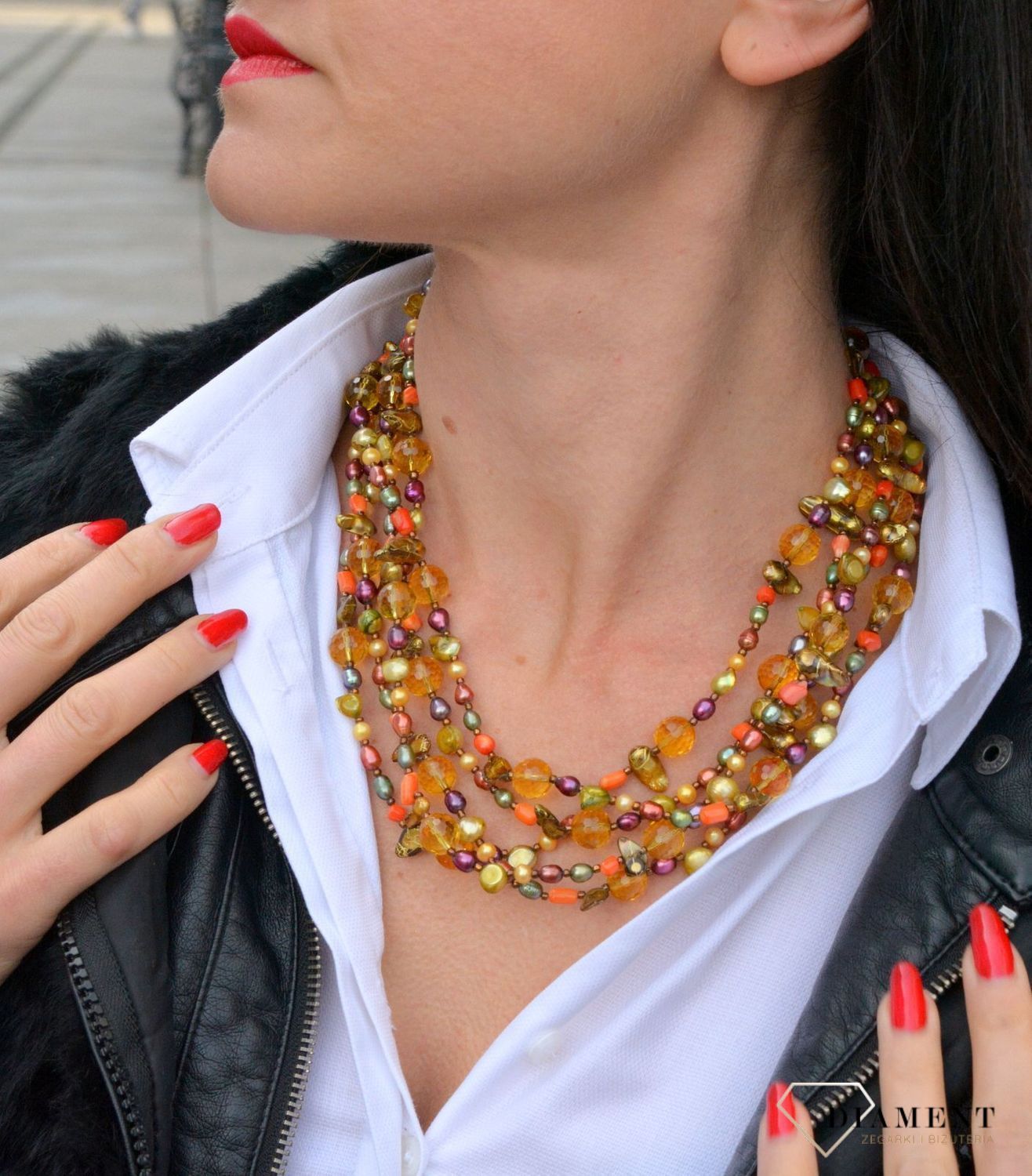 Naszyjnik damski z kamieniami naturalnymi cytryn, perła, koral, muszla DIA-NSZ-4027-925.jpg