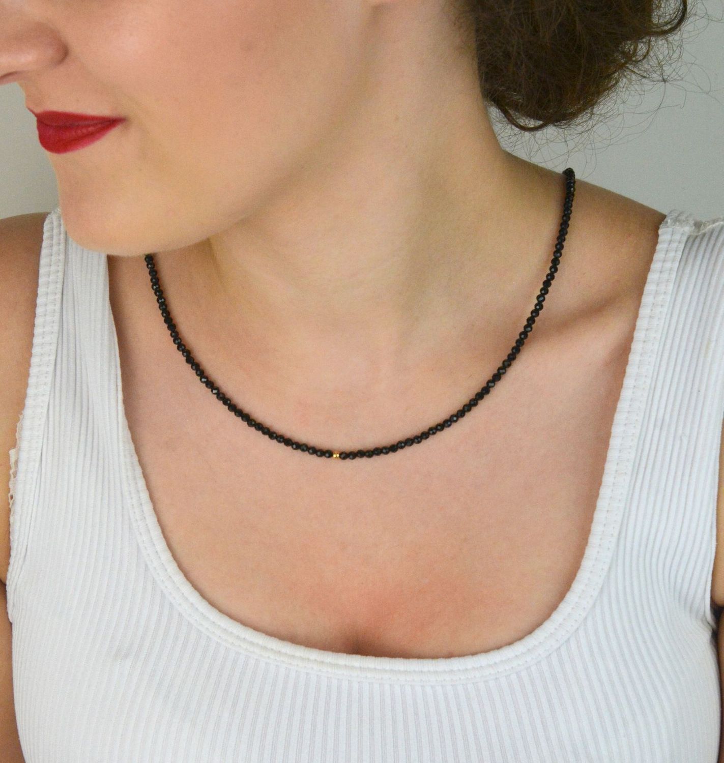 Naszyjnik damski pozłacany srebro 925 z naturalnymi turmalinami. Długość 42+3 cm, zapięcie na karabińczyk. Lekka i kolorowa biżuteria o naturalnym uroku.1.jpg