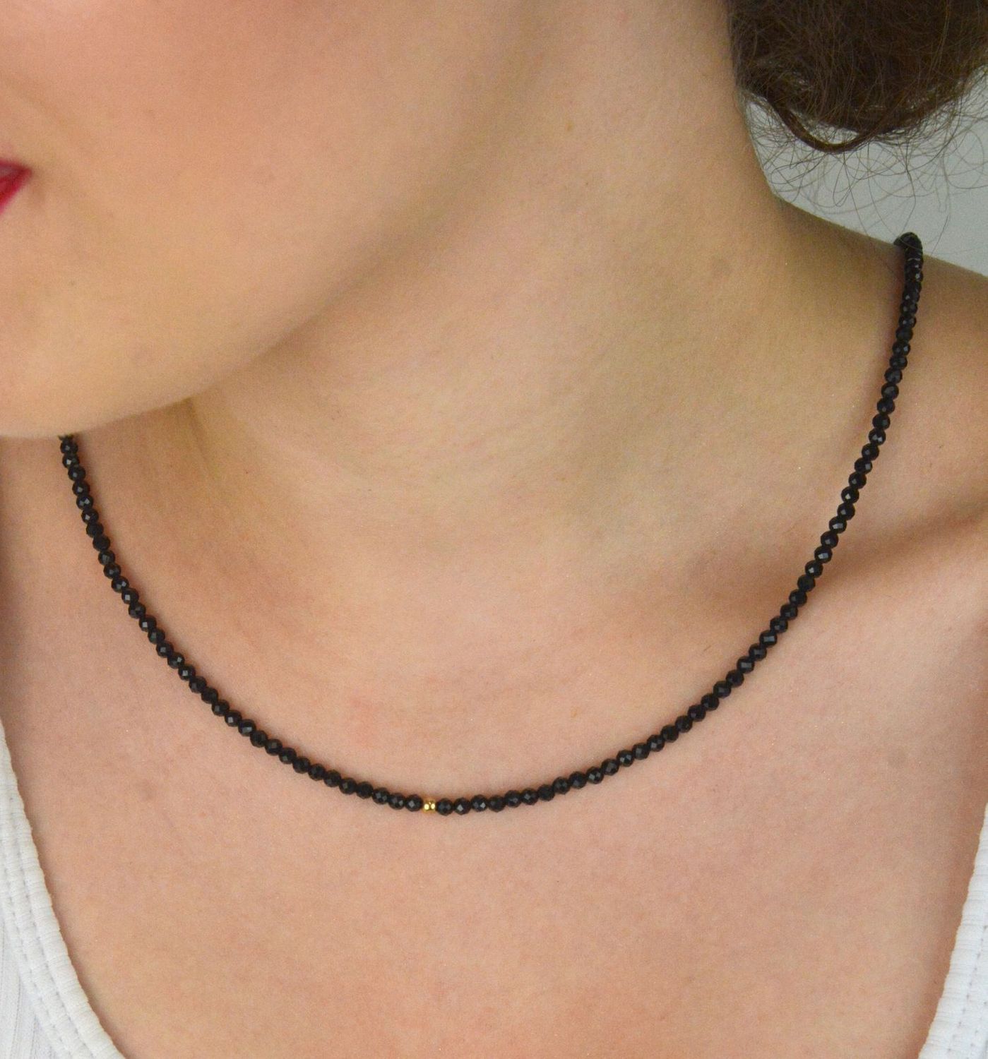 Naszyjnik damski pozłacany srebro 925 z naturalnymi turmalinami. Długość 42+3 cm, zapięcie na karabińczyk. Lekka i kolorowa biżuteria o naturalnym uroku.1.jpg