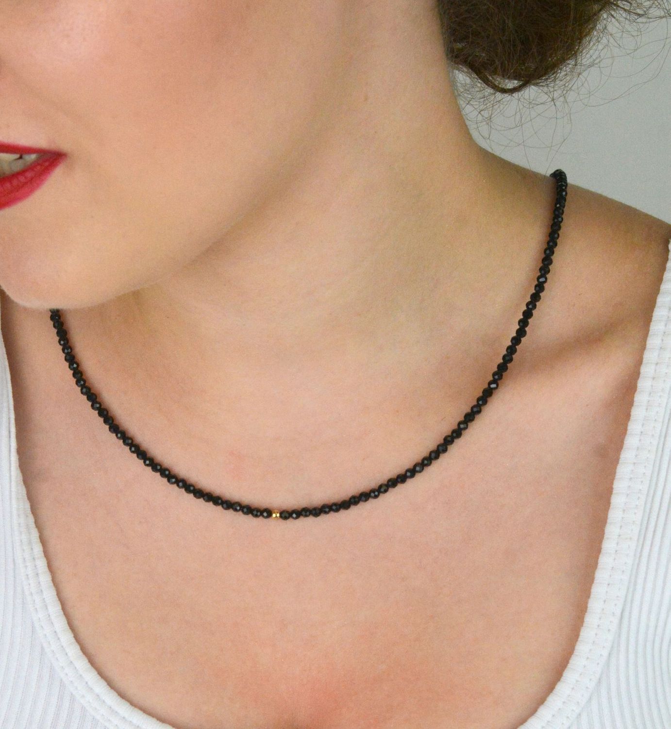 Naszyjnik damski pozłacany srebro 925 z naturalnymi turmalinami. Długość 42+3 cm, zapięcie na karabińczyk. Lekka i kolorowa biżuteria o naturalnym uroku.1.jpg