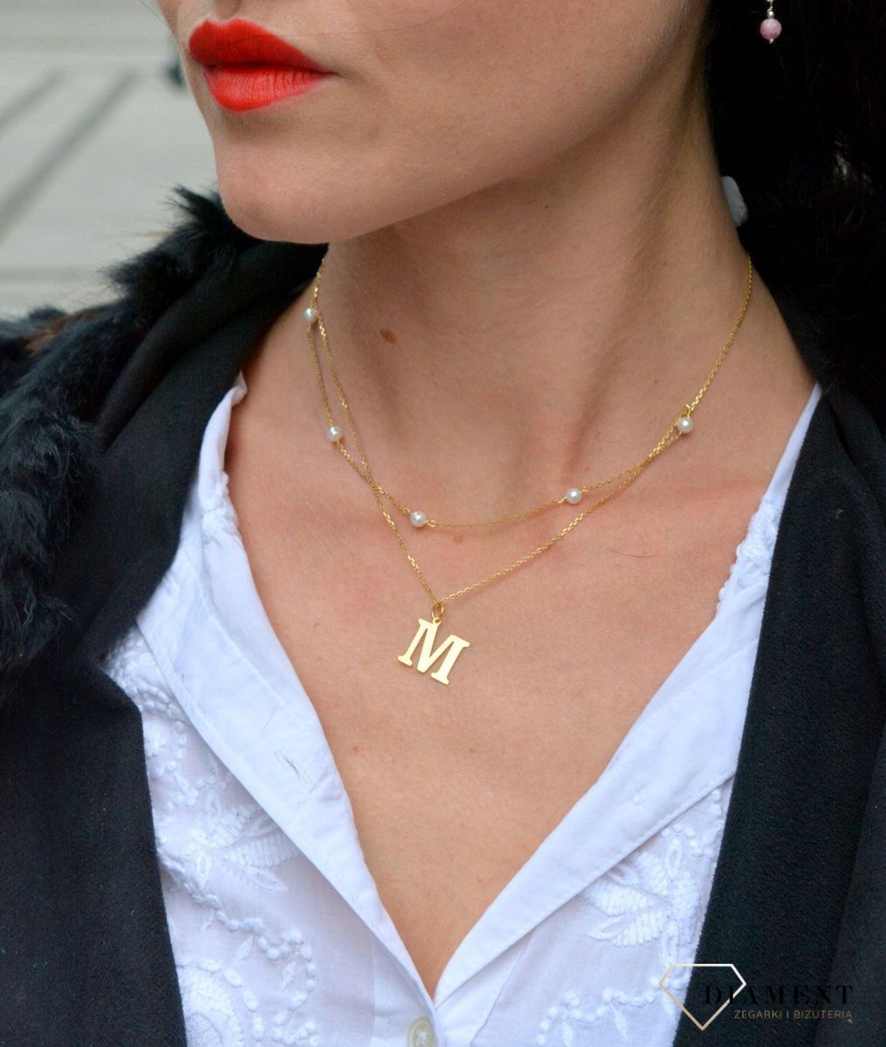 Naszyjnik z literką M ' Złoto i Perły ' DIA-NSZ-4068M-925.jpg