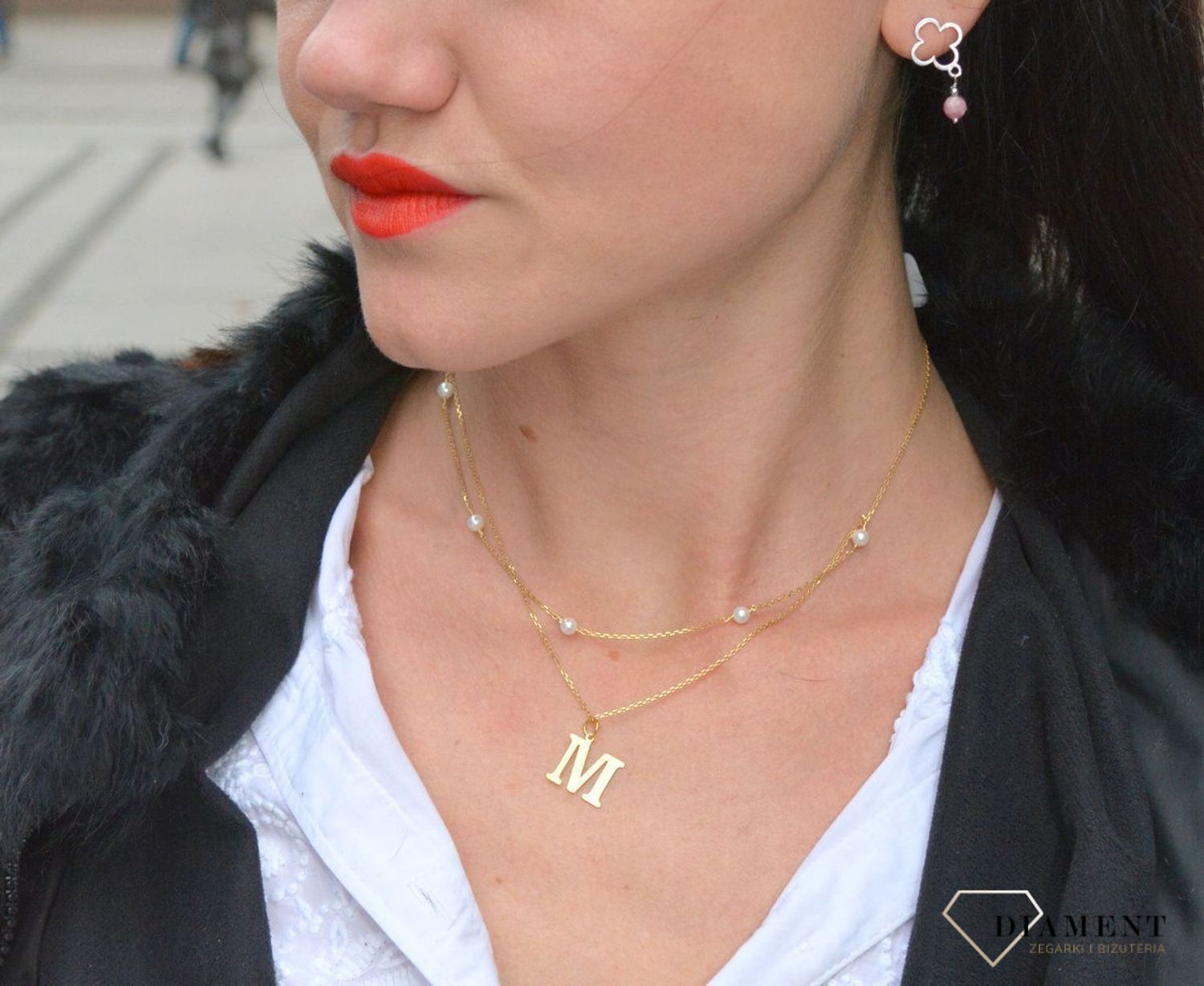 Naszyjnik z literką M ' Złoto i Perły ' DIA-NSZ-4068M-925.jpg